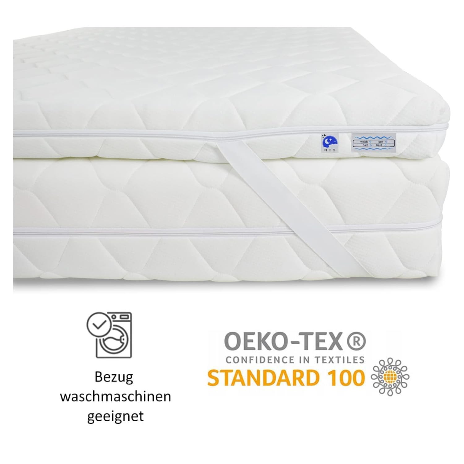 TULENA Ortho - Coprimaterasso 90 x 200 cm, altezza 9 cm, 90 x 200 cm, per letto a molle, divano letto, letto degli ospiti con lattice per chi soffre di allergie