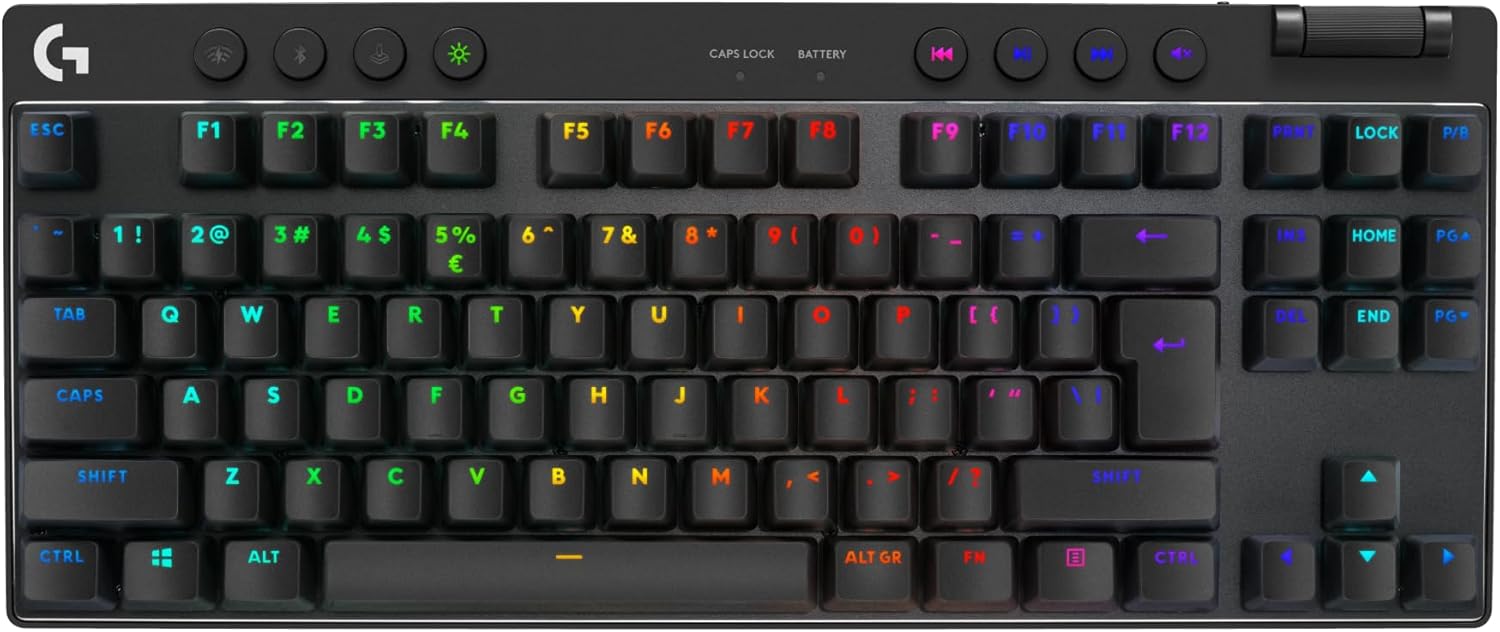 PRO X TKL LIGHTSPEED tastiera gaming wireless, design ultraportatile senza tastierino numerico, LIGHTSYNC RGB, tasti PBT, switch tattili (GX Brown), Italiano QWERTY, PC - Nero