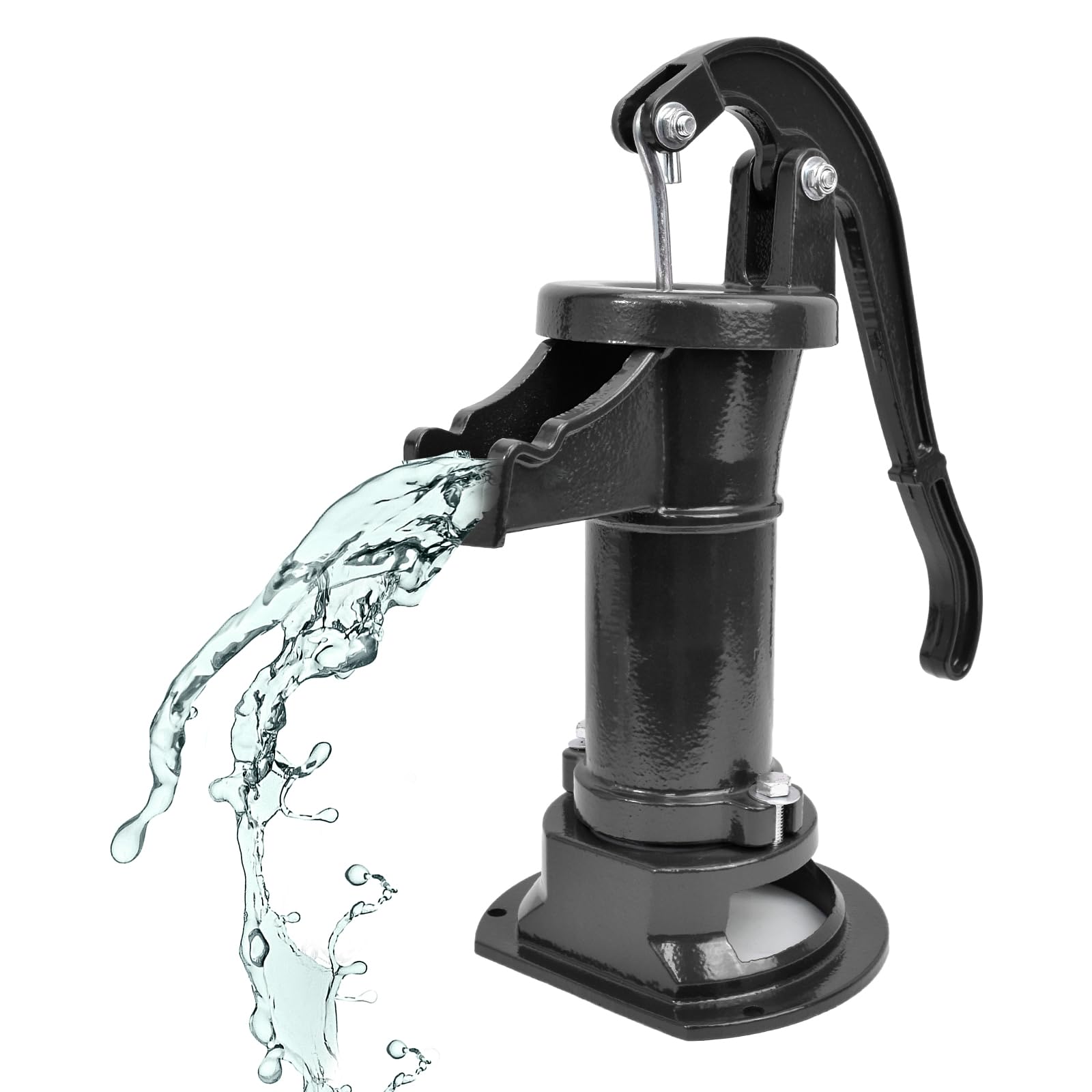 Hand Water Pump, Cast Iron Manual Water Pump Pitcher Pump for Garden Yard Farm Home, Emergency Back-up Max Lift 25 FT - Color Black, 21434#