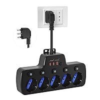 Presa Multipla Salvaspazio,Ciabatta Elettrica Multipresa con Interruttori Indipendenti,Multipresa