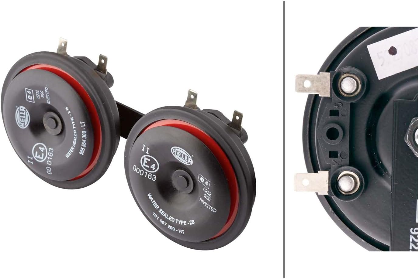 HELLA Signal Horn - STYLE HORN S90 SET - 12V - 111dB(A) - Frequency Range: 350/415Hz - High Tone/Low Tone - Electric - Flat Plug-in Connector - Quantity: 2-3AM 922 000-971