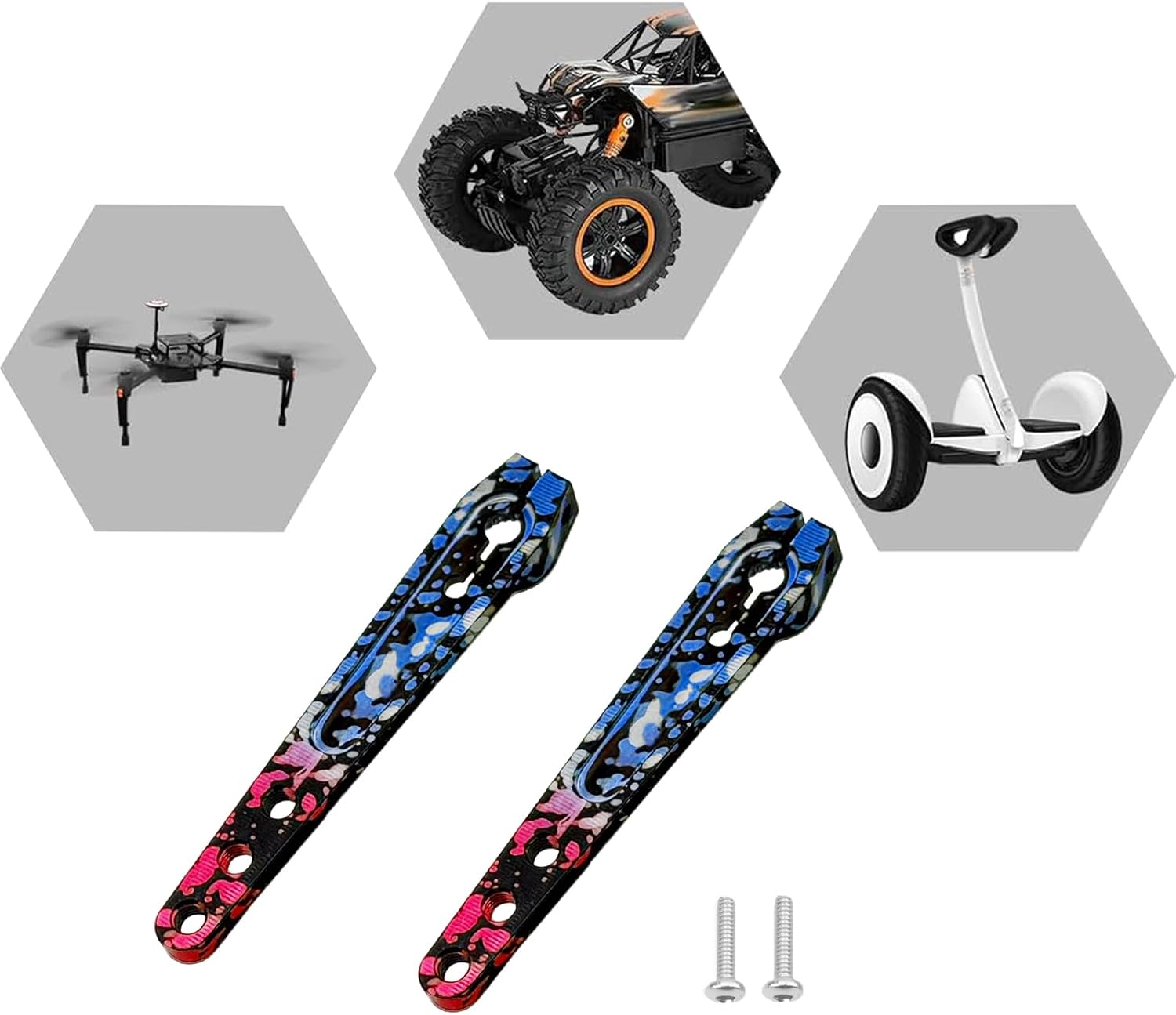 2Pcs Aluminum 1.75inch 25T Servo Arm Horn Long Steering Servo Arms Compatible Futaba Savox Xcore HL HSP HD Power Rc Servos for RC Airplanes RC Plane Crawler Car（Multicolour）