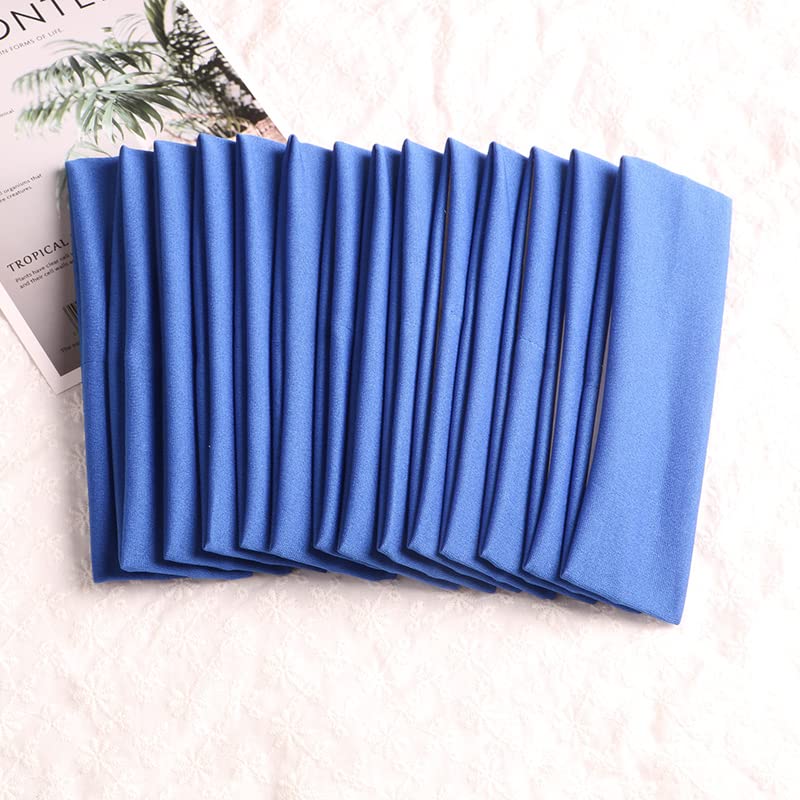 Image of Sport Yoga Headbands,Pack of 14,Fashion Soft Elastic Polyester Sweatband Yoga Stretchy Headband for Women Man Girl (Medium Blue)