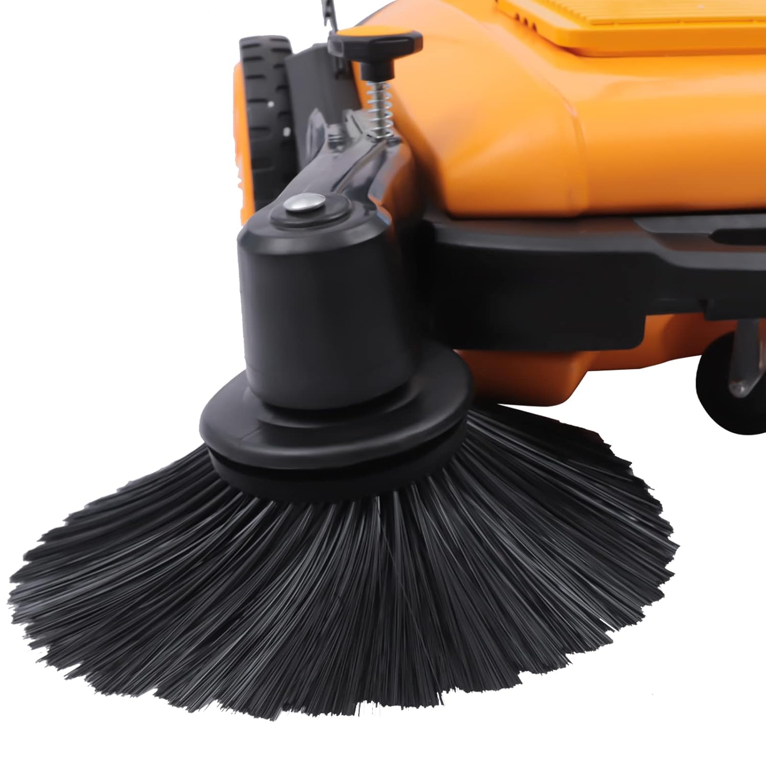 Outdoor Hand Push Floor Sweeper 41'' Walk-Behind Sweeper Street Pavement Sweeping Broom Floor Road Brush Cleaner Adjustable Brush Head Handle