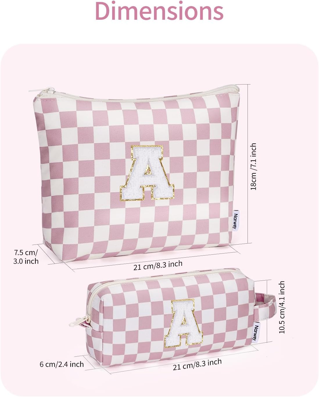 Narwey Birthday Gifts for Kids Tween Women, Personalized Makeup Bag, Pink Monagram Cosmetic Bag Travel Toiletry Bags, Teen Girls Gifts Trendy Stuff 8 10 11 12 14 16 18 Years Old (A) - Image 2