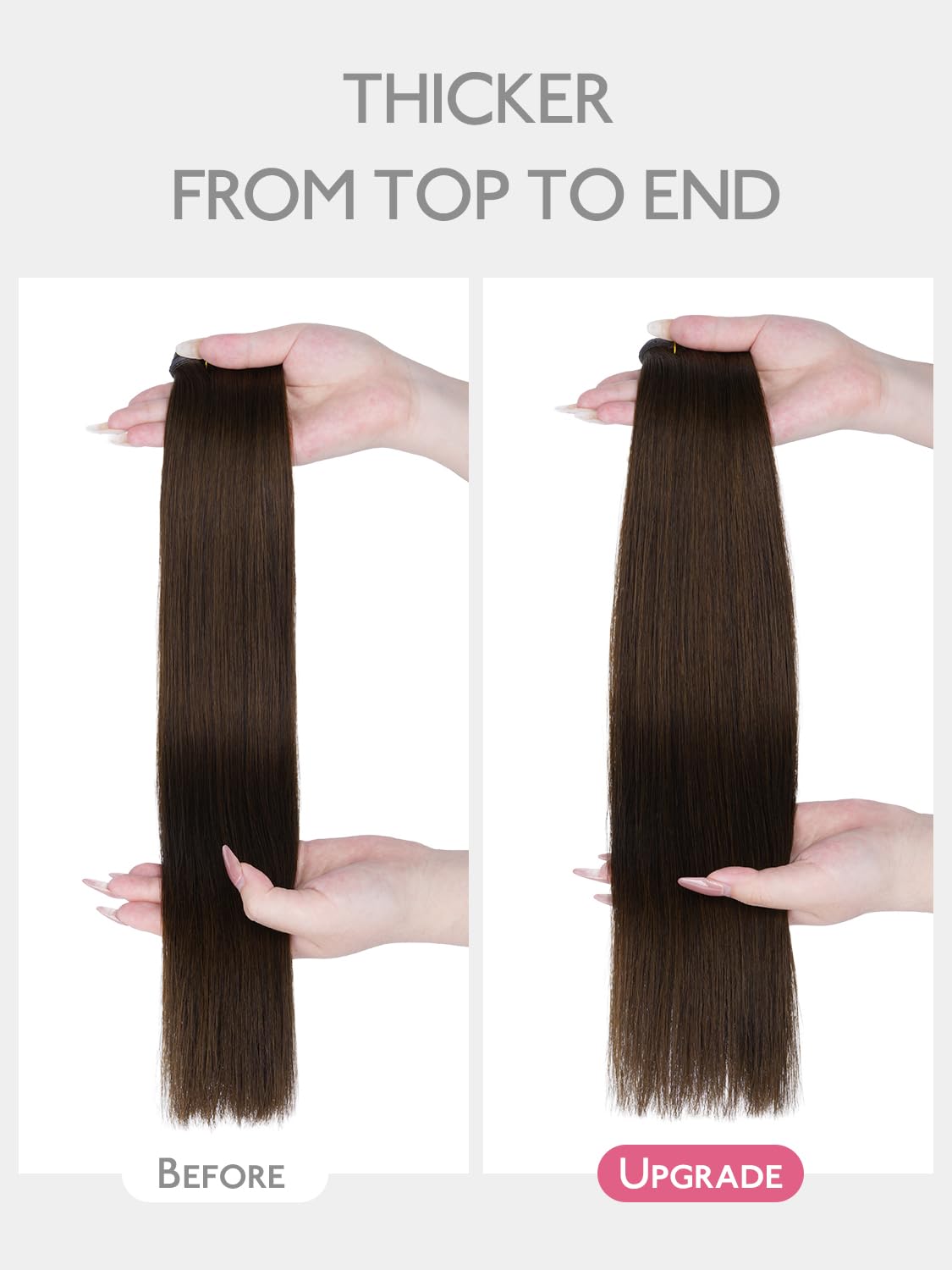 WENNALIFE Double Genius Butterfly Weft Hair Extensions Human Hair 14 Inch 80g Chocolate Brown Genius Sew in Hair Extensions Real Human Hair Add Volume and Length Invisible Reusable Straight Extensions