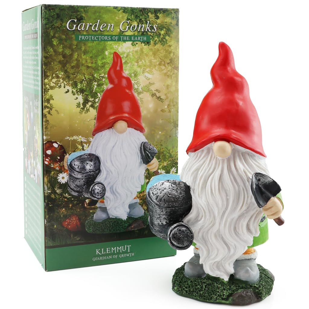 Large Garden Gonk Statue 33cm x 13cm x 20cm Gnome Ornament holding a Watering Can – Perfect for Home & Garden Decor, Decorative Figurine for Patio, Balcony, Yard, Lawn Boxed, Great for Gifting