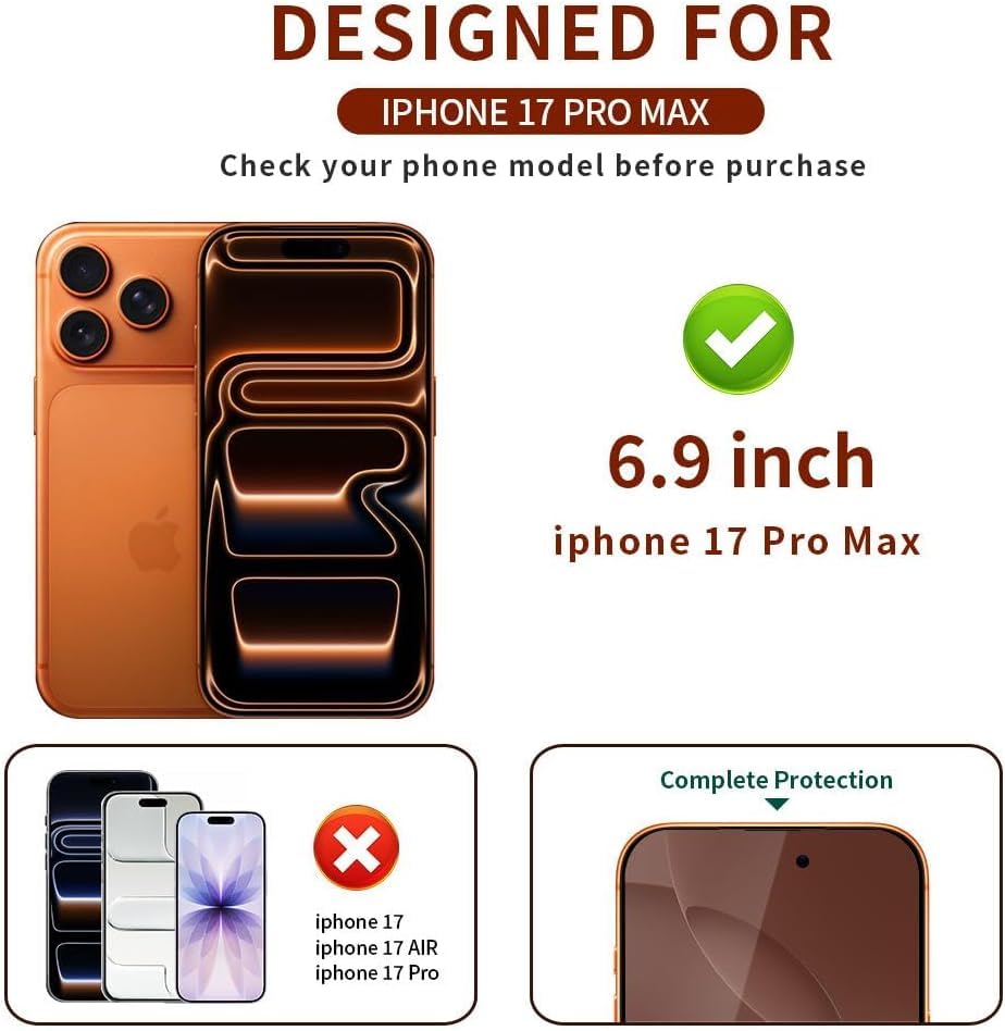 Image of 2 Pack Privacy Screen Protector for iPhone 17 Pro Max | Anti-spy privacy film, anti-blue light, bubble-free application, comes with alignment installation frame,Red Leo Pattern