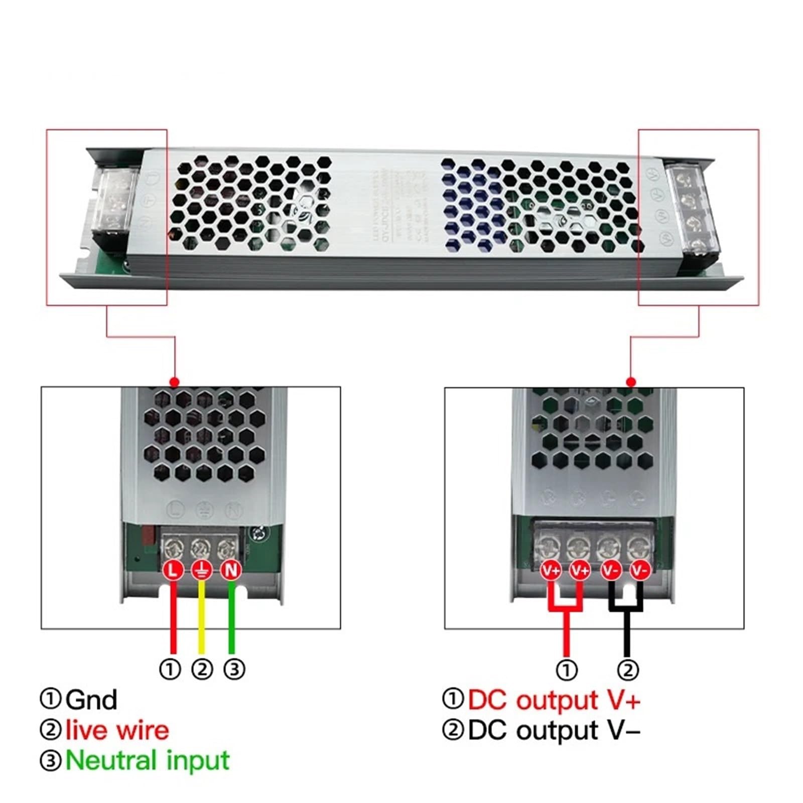 Zasilacz LED 12 V/24 V, 60 W, 100 W, 200 W, 300 W, 400 W, 500 W, ultra-cienki transformator AC/DC, konwerter sterownika LED do taśm oświetleniowych LED.