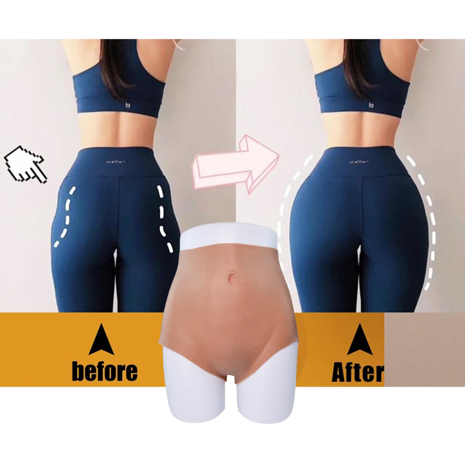 Finto sedere Enhancer intimo a vita alta per le donne, cuscinetto glutei in silicone per curve istantanee, comodo da indossare tutti i giorni
