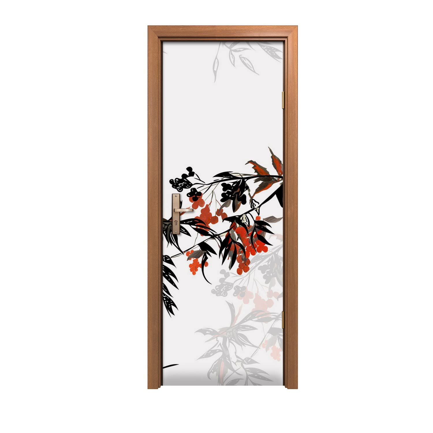 Autocollant de porte pour cacher rayures 70x200cm feuilles de fruits