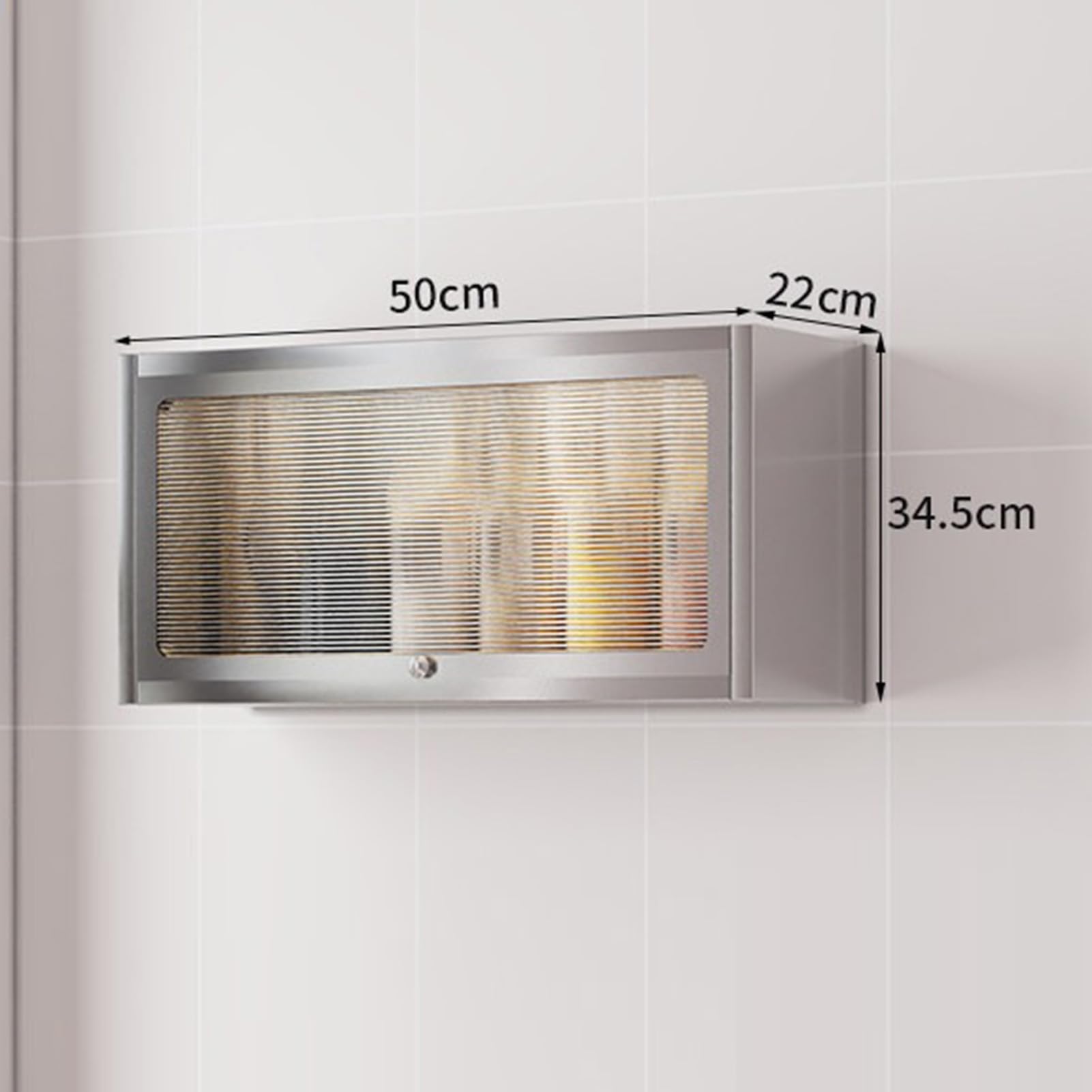 Armario de pared de metal con puerta abatible translúcida, organizador de almacenamiento flotante para cocina, garaje, baño, taller, sótano y almacén