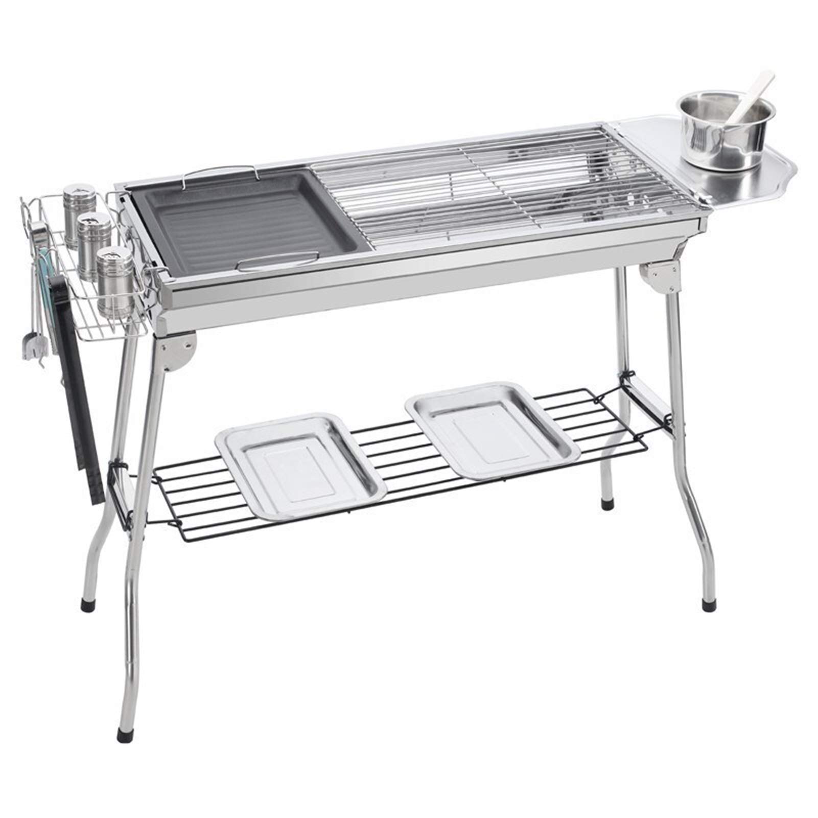 Barbecue Griglia a Carbone Portatile Pieghevole BARBANISH BARBECUE GRILL GRILL ACCIAIO INOSSIDABILE ACCIAIO INOSSIDABILE BBQ PER PICNIC GARDEN TERRAZZO Viaggi in campeggio, 3-5 persone o più Utensile