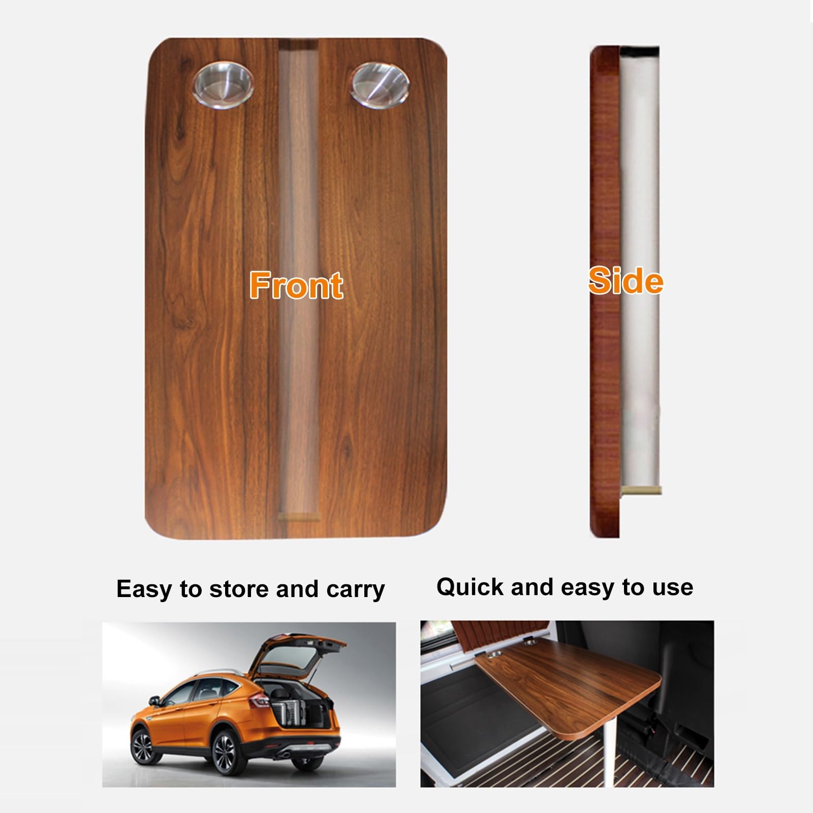 Tablero de Madera para Mesa de RV, Encimera de Repuesto Extraíble para RV, Escritorio Rectangular con 2 Portavasos, Panel de Mesa para Caravana, 80 x 40cm(Red)
