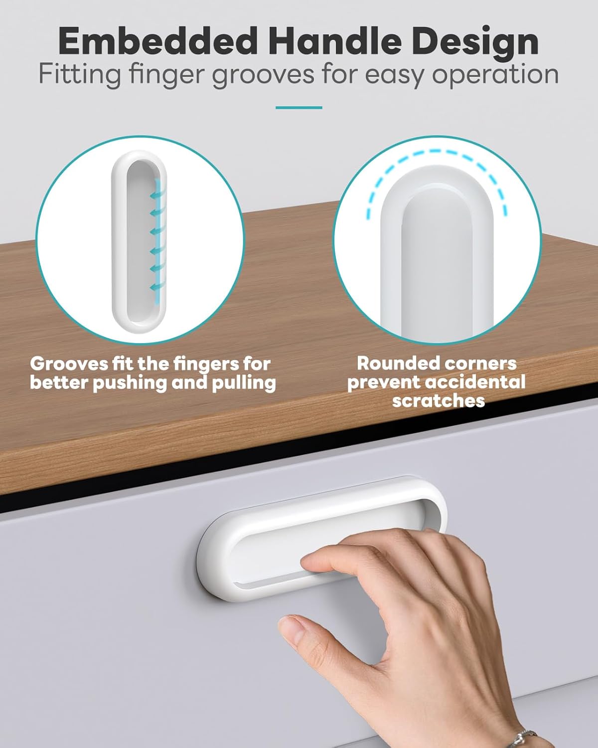 8 Pack Self-Adhesive Drawer Pull Handles, 4 Inch Self-Stick Aluminum Alloy Push-Pull Knobs for Kitchen Cabinet, Closet, Glass Sliding Barn Door, Wardrobe, Window, Balcony Door (8, White)