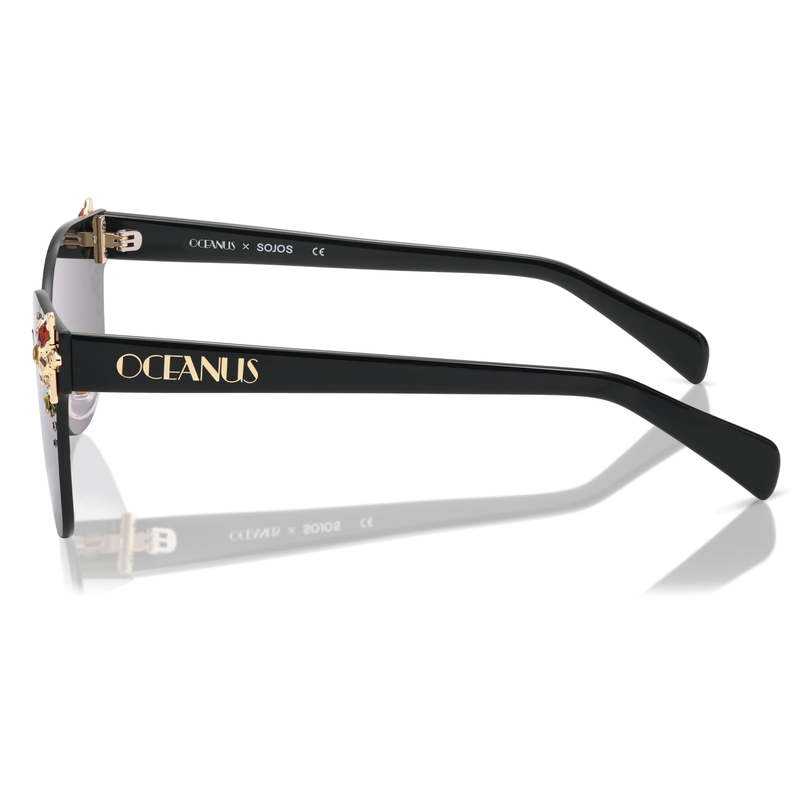 SOJOS Occhiali da sole quadrati oversize donna acetato con accenti stellati protezione UV400, Glowheart