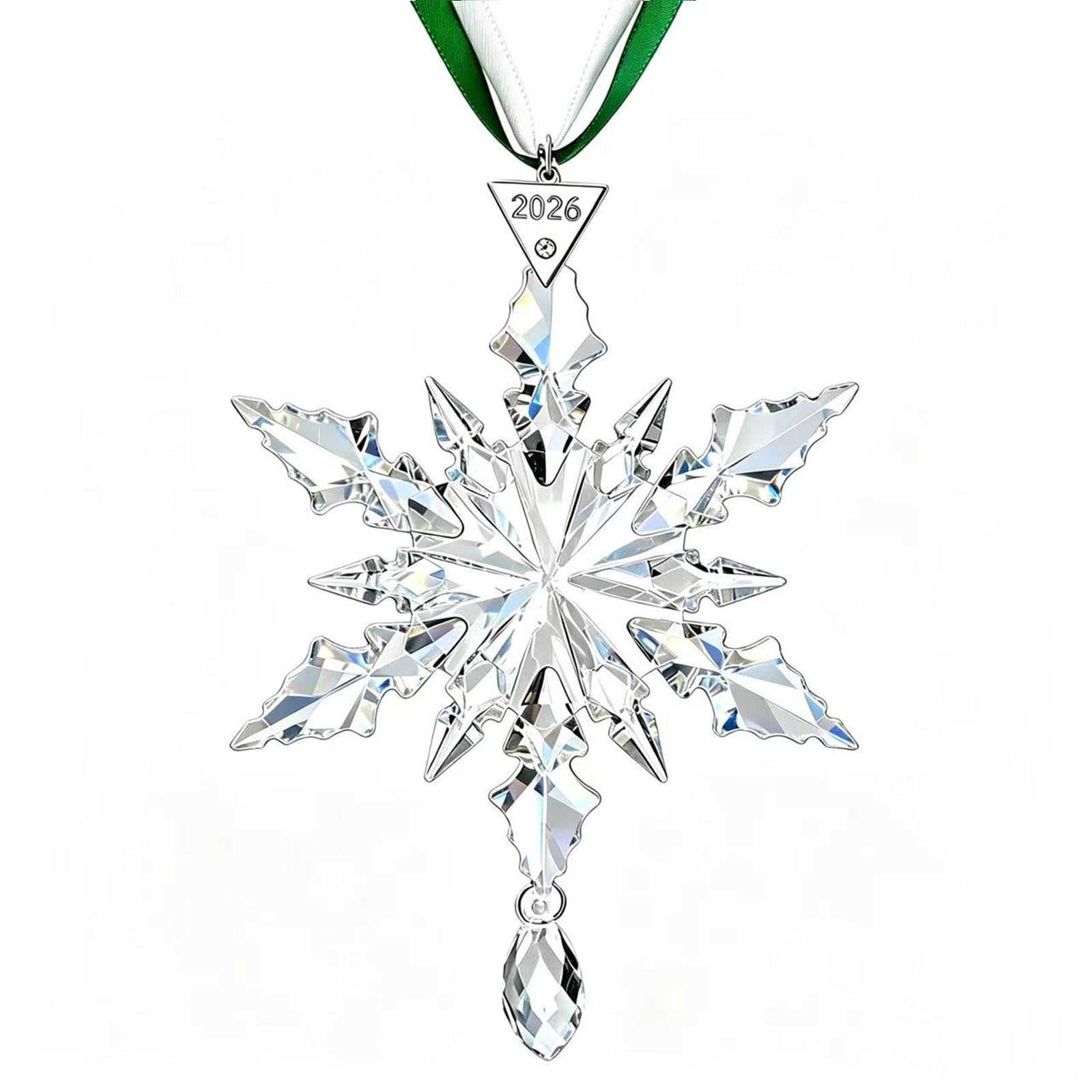2025 jährliche Weihnachtsschmuck Kristall Schneeflocke Stern – Weihnachtsbaumschmuck Anhänger Sonnenfänger Home Hanging Decor (2025 weißer Kristall, 3 Ebenen)