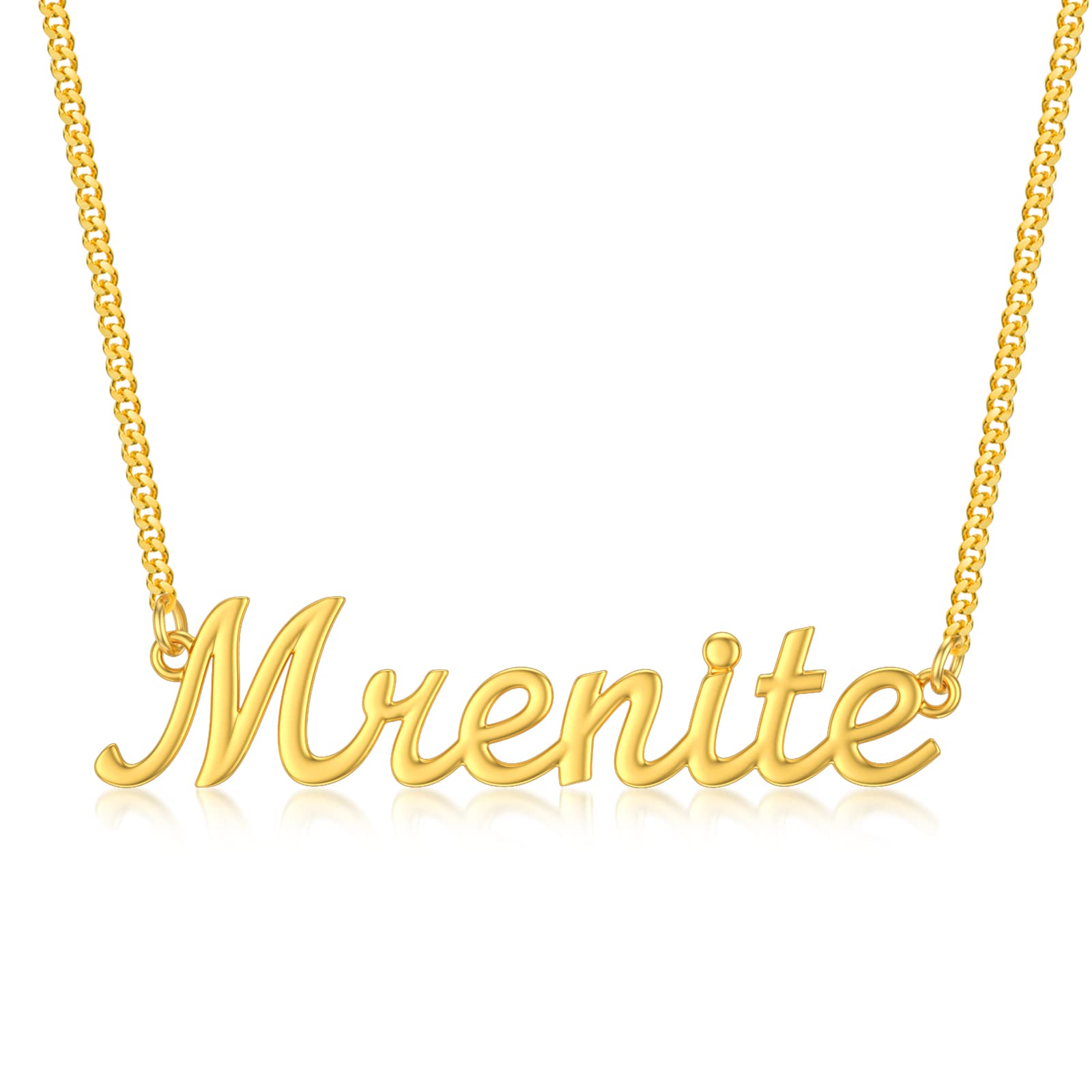 MRENITE Solid Yellow Gold Personalized Name Necklace