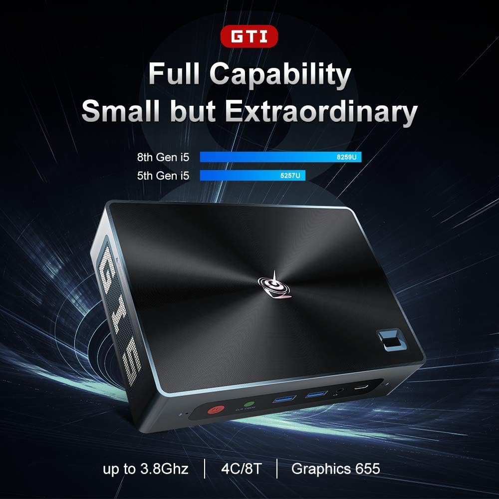 Frее Shірріng оƒƒеr Beelink GTI8 Mini PC Windows 10 Pro,Intel 8th Gen i5-8259U (up to 3.8GHz), 16GB DDR4 512GB SSD,57W High Performance Desktop Computer,HDMI, DP, Type-C, Fingerprint Login