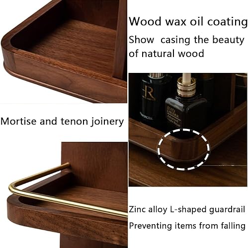 Miniatura 6 de Organizador de maquillaje giratorio de 360, almacenamiento de tocador de madera ajustable para cuidado de la piel, perfumes y cosméticos para