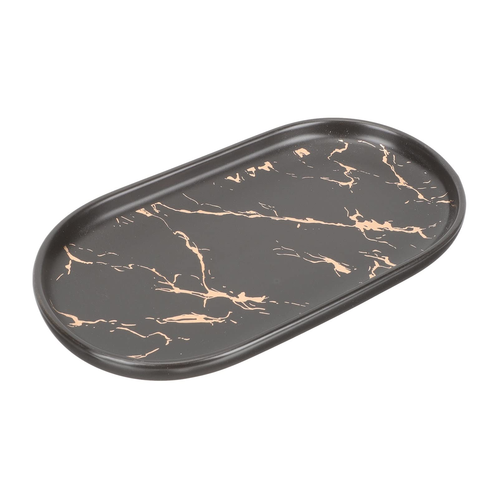 JINGYAN Breakfast Trays Tray Bathroom Marble Ceramic Jewelry Plate Dish Storage Vanity Accessories Holder Serving Soap Display Dresser Makeup Ring Fruit