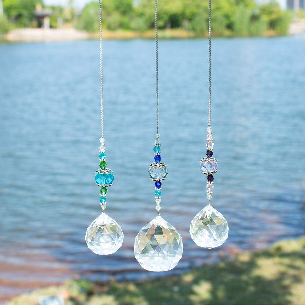 Suncatcher Packung von 3, klare Kristall Prisma Ball Rainbow Maker Fenster Prismen Suncatcher Kristall Anhänger für Zuhause, Büro, Gartendekoration