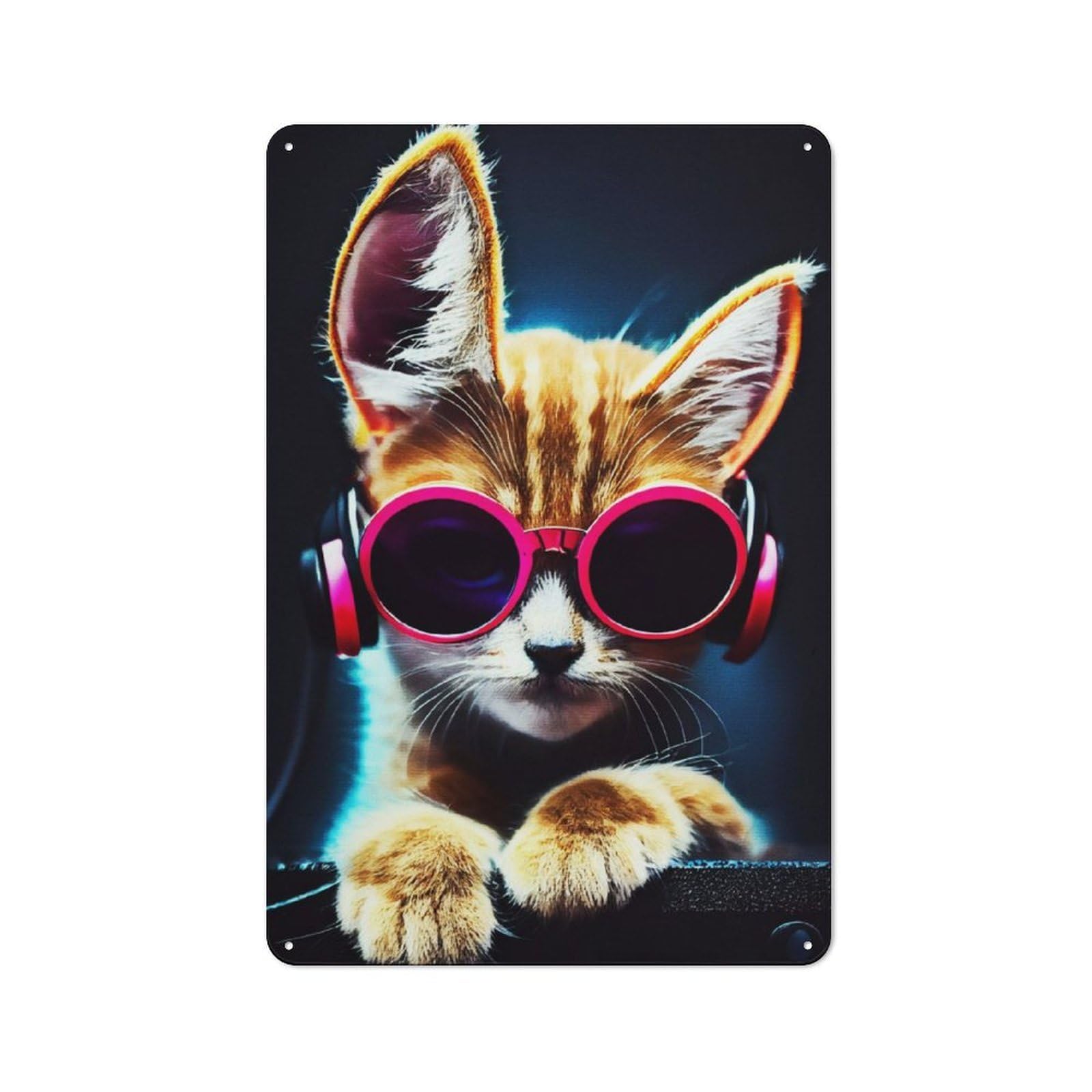 Junmoney Cat Stylist Rustic Tin Sign 30X20cm For Living Room Or Hallway, Suited To Living Room Decor Lovers