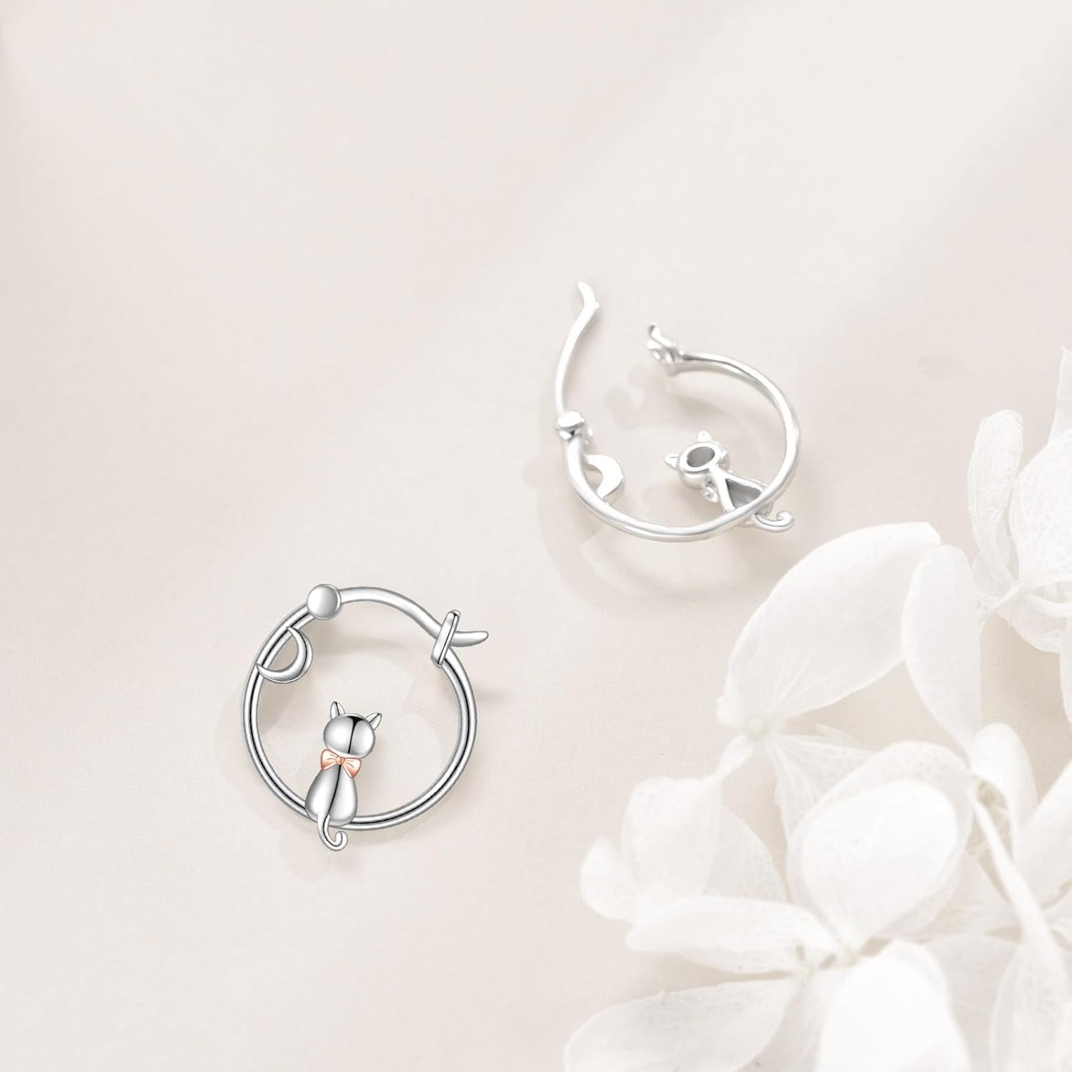 Animals Hoop Earrings for Women S925 Sterling Silver Dog/Fox/Sheep/Cat/Bee/Axolotl/Pig/Panda/Koala/Raccoon Earrings Jewelry Gift for Women - Image 3