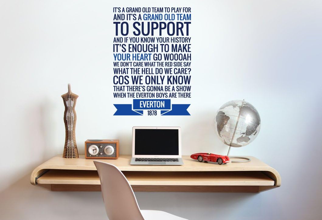 Everton It's A Grand Old Team Song Wall Sticker Decal Football Art Print for Home Bedroom Mural (Navy)