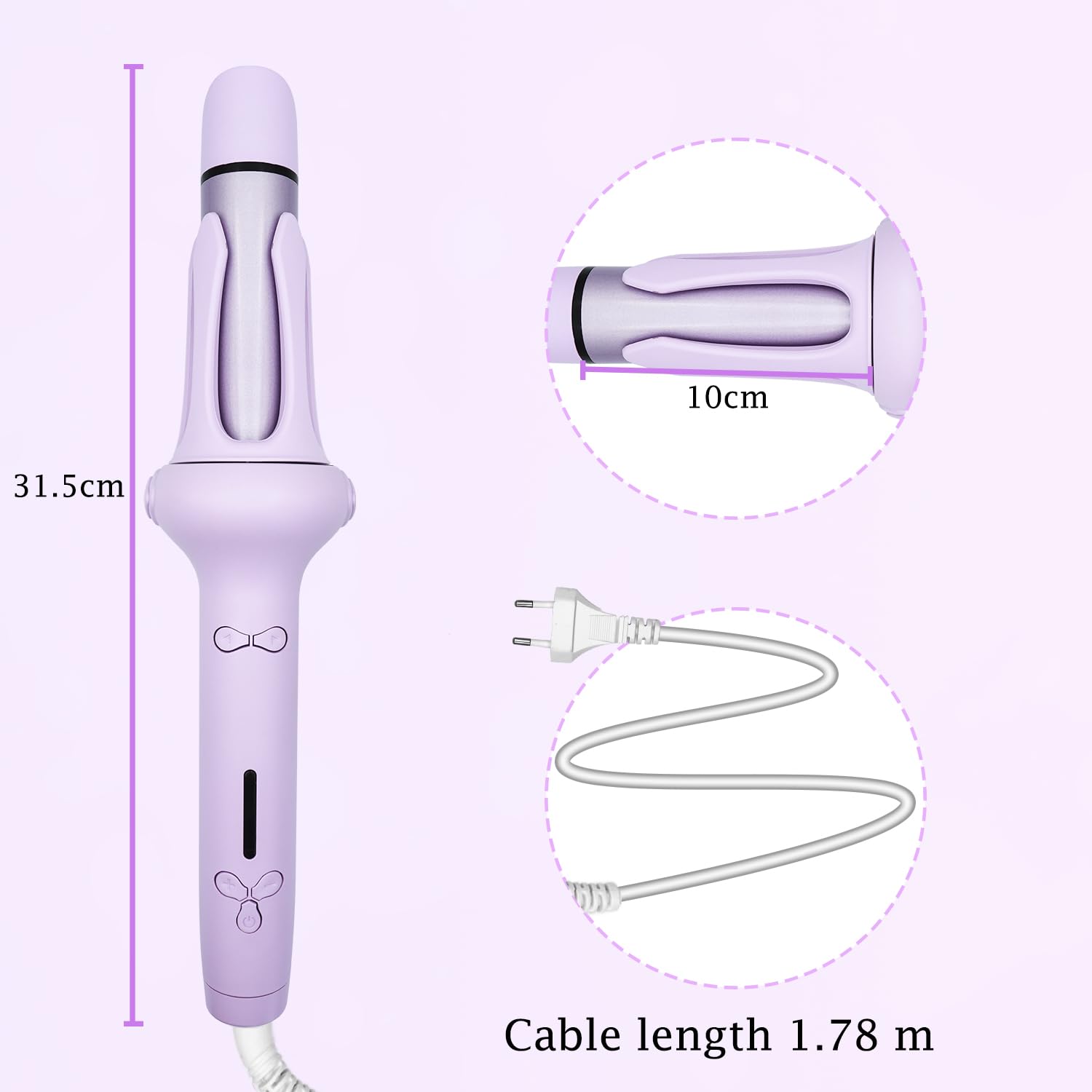 Fer à Friser, Boucleur Automatique 2 en 1 avec fonction de lissage, 32mm, grandes ondulations, 3 températures réglables Chauffage rapide, bigoudis pour cheveux longs