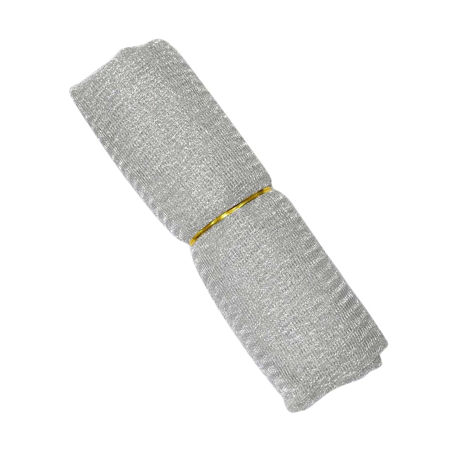 Decoration Mesh Tulle Net Cloth Fabric for Gift Wrapping Packing, Bouquet, Birthday Party Hall, Trousseau, Car Inaguration, Christmas, DIY Material (5 mtr Length and Width 20") (Silver)-image-42
