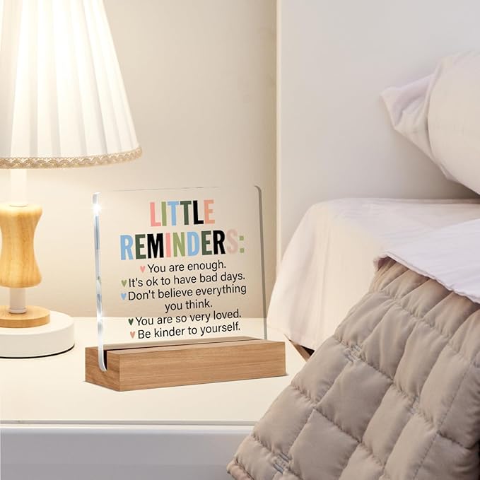 Cartel decorativo inspiracional de acrílico con soporte de madera miniatura 5