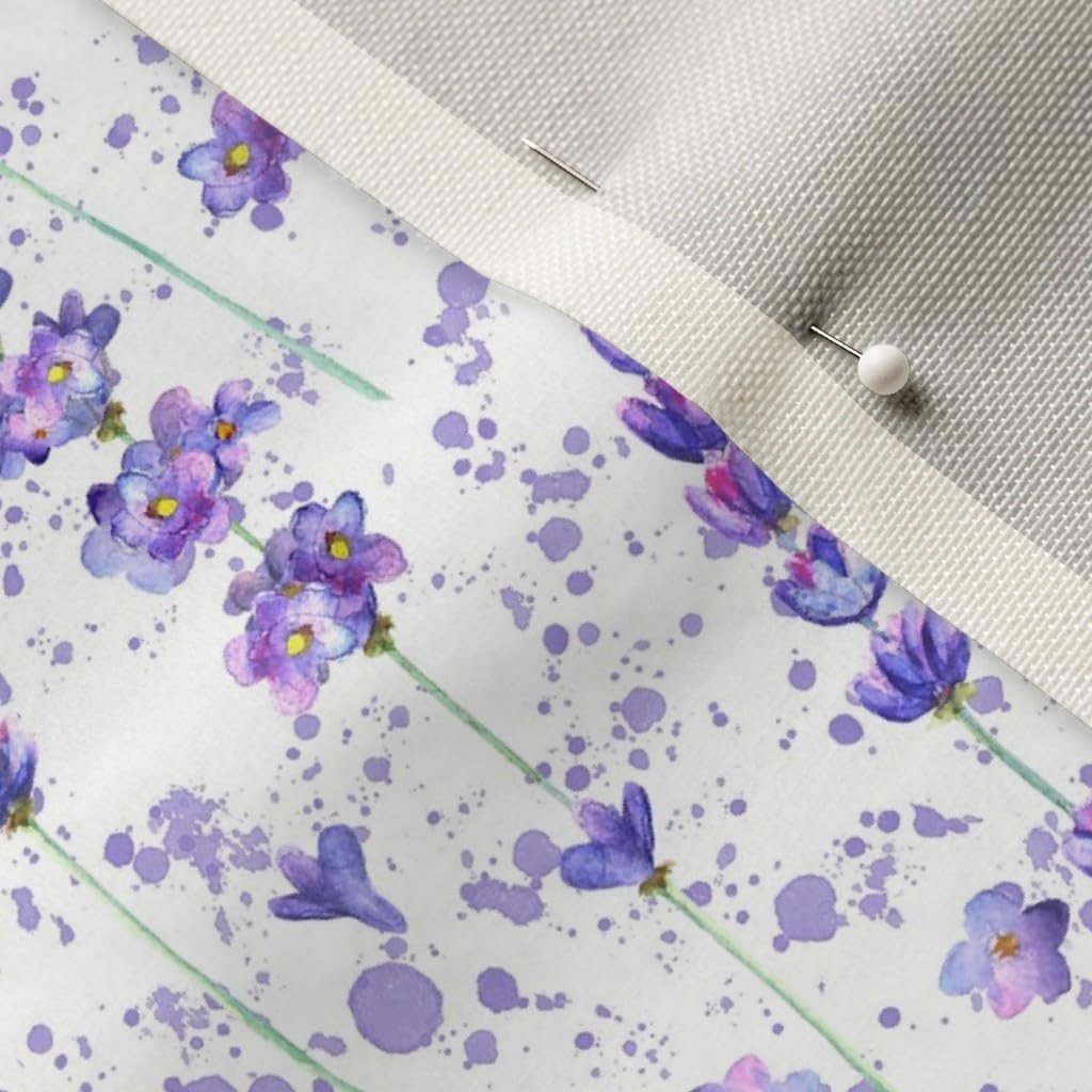 Spoonflower Fabric - Lavender Pattern Flowers Floral Nature Purple Art Plant Watercolor Printed on Upholstery Velvet Fabric Fat Quarter - Upholstery Home Decor Bottomweight Apparel