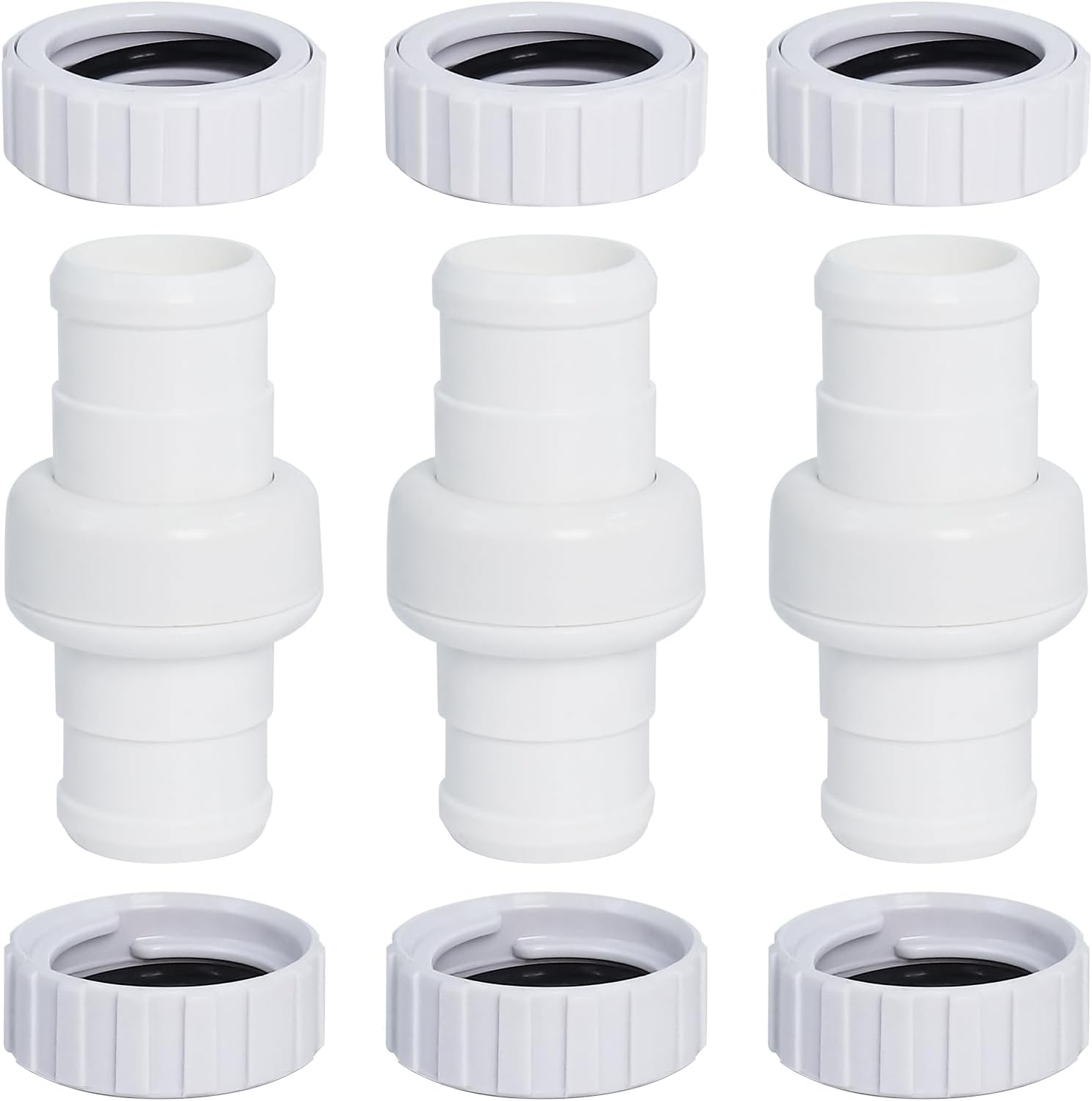 9-100-3002 Replacement Hose Swivel Compatible with Polaris 360 Pool Cleaner with 9-100-3109 Replacement Hose Nut (9-Piece Set, White Plastic)