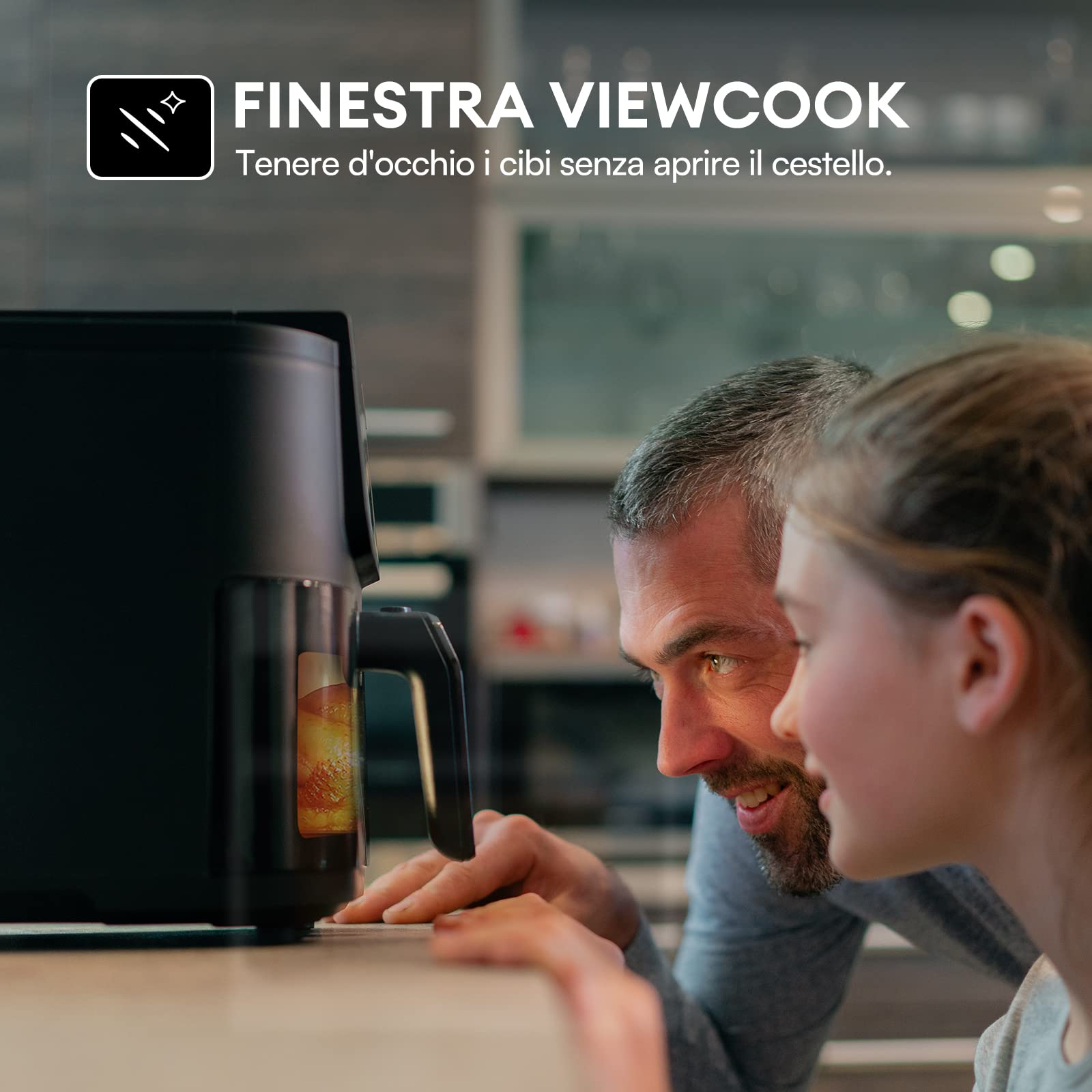 CHEFREE Friggitrice ad Aria 5 Litri, 1500W Air Fryer Resistente alle Macchie, Forno ad Aria 90% Senza Olio con Finestra Visibile, Miglior Friggitrice ad Aria Versatile 40-200°C, Ricette Online AFW01