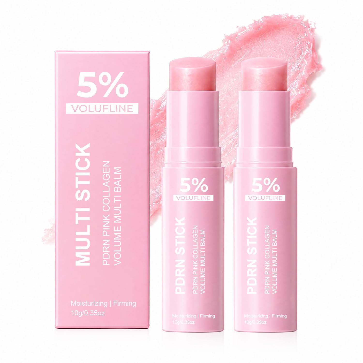 PDRN Pink Collagen Volume Multi Balm 2 PCS- Face & Body Plumping Stick with Volufiline, PDRN, NAD, Collagen for Under Eyes, Neck, Forehead, Smile Lines, Lips Firming, Radiance