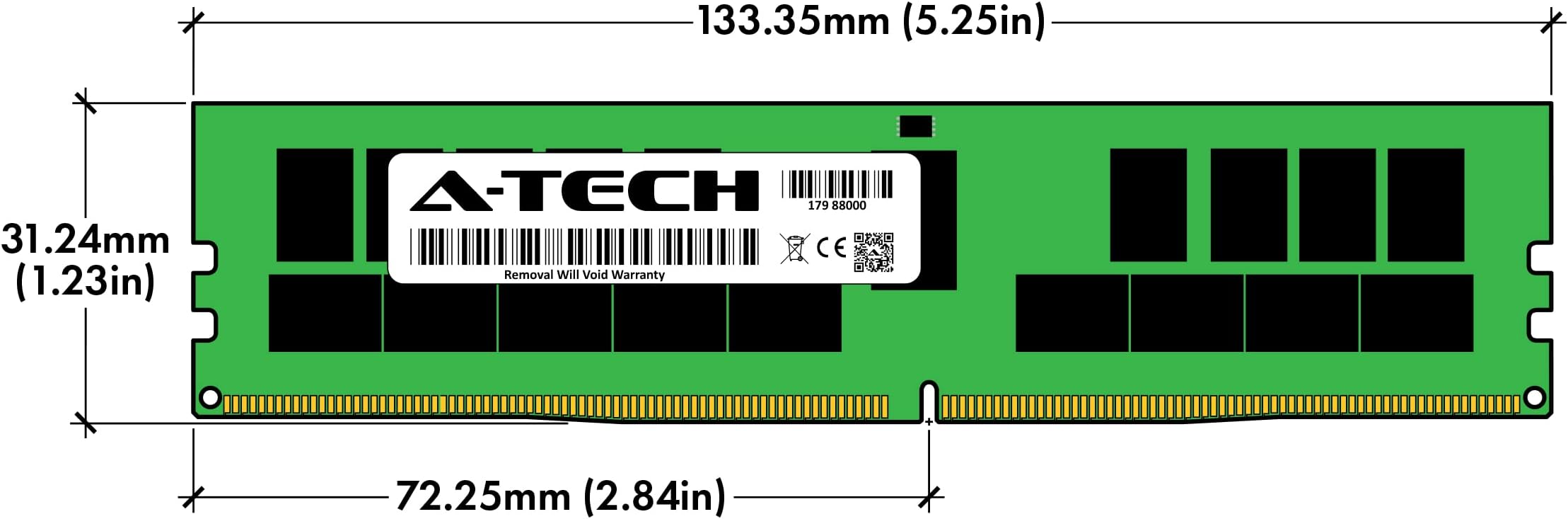 A-Tech 64GB Kit (2x32GB) DDR4 2133MHz PC4-17000 ECC RDIMM 2Rx4 Dual Rank 1.2V ECC Registered DIMM 288-Pin Server & Workstation RAM Memory Upgrade Modules (A-Tech Enterprise Series)