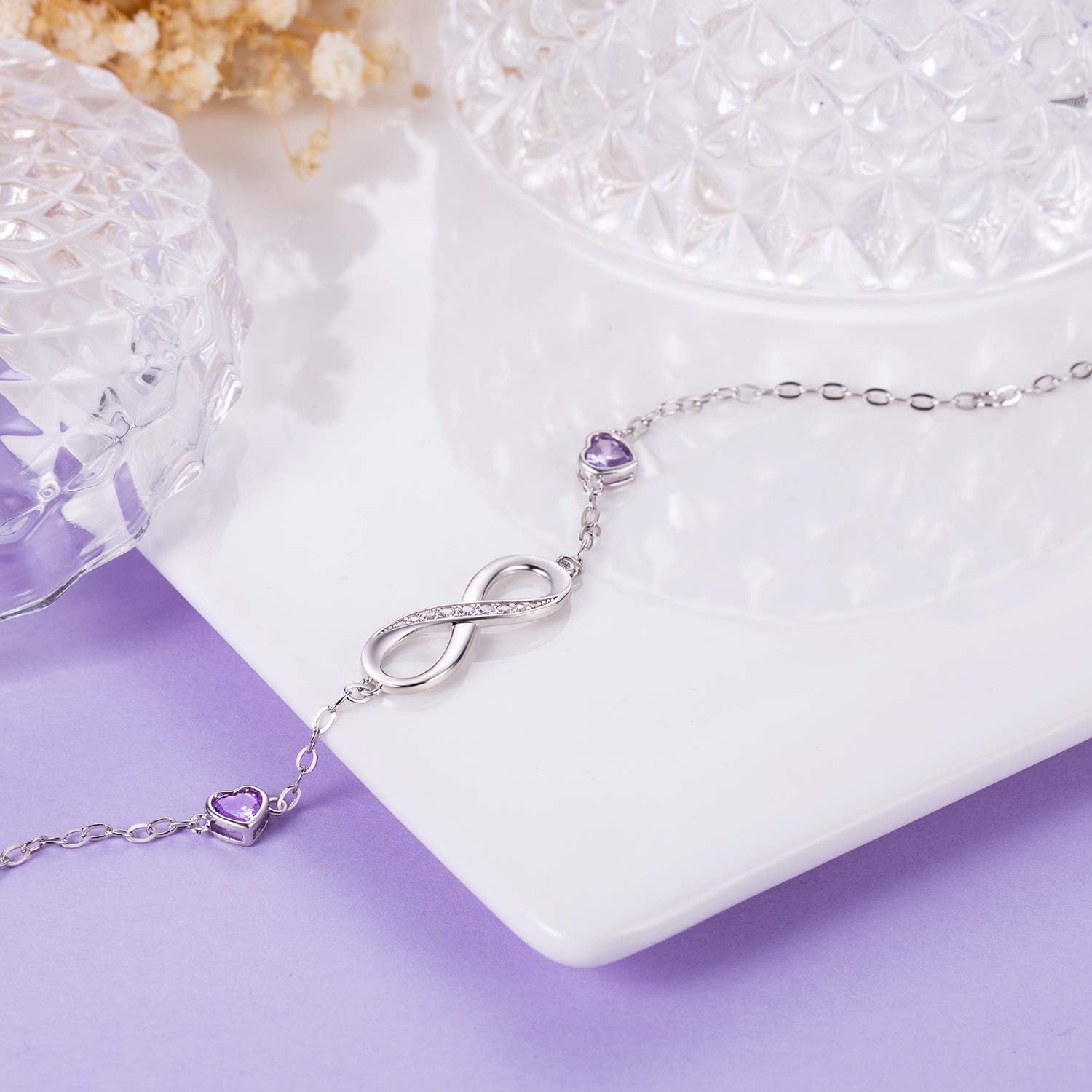 Billie Bijoux Infinity Love Bracelets for Women 925 Sterling Silver Womens Bracelet Love Symbol Charm Adjustable Bracelet Jewelry - Image 5