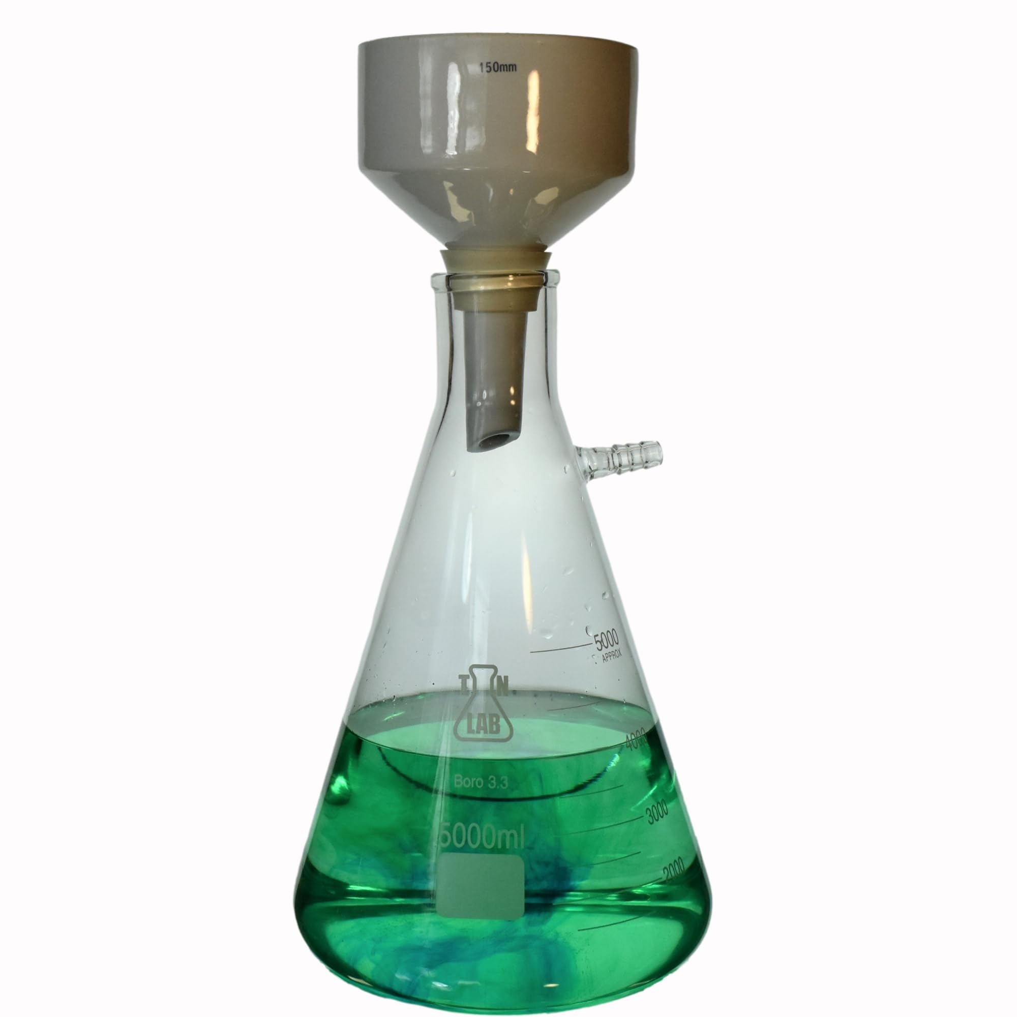 Buchner Funnel Kit 150mm Porcelain Buchner Funnel 5000ml 5L Filter Vacuum Flask - TNLAB