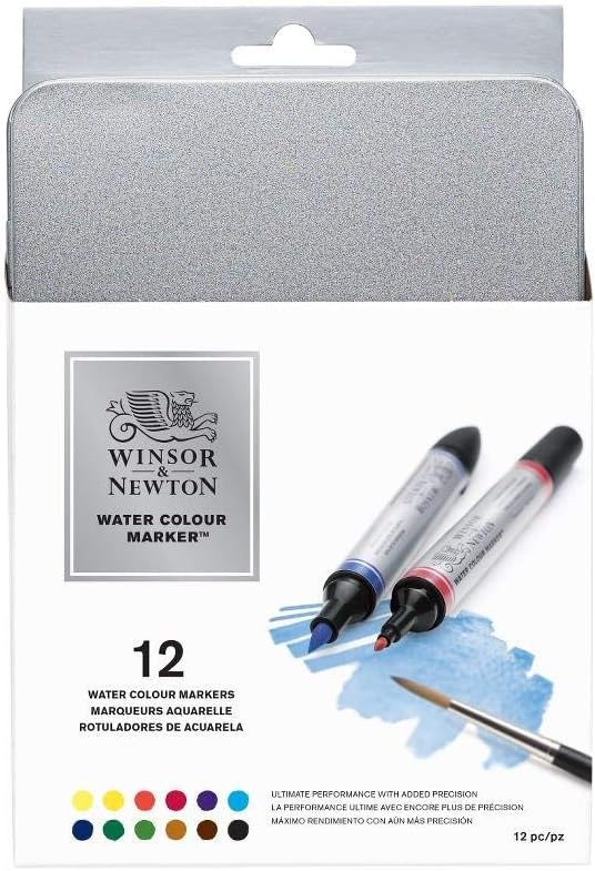 Winsor & Newton Water Colour Brush Markers, Set of 12