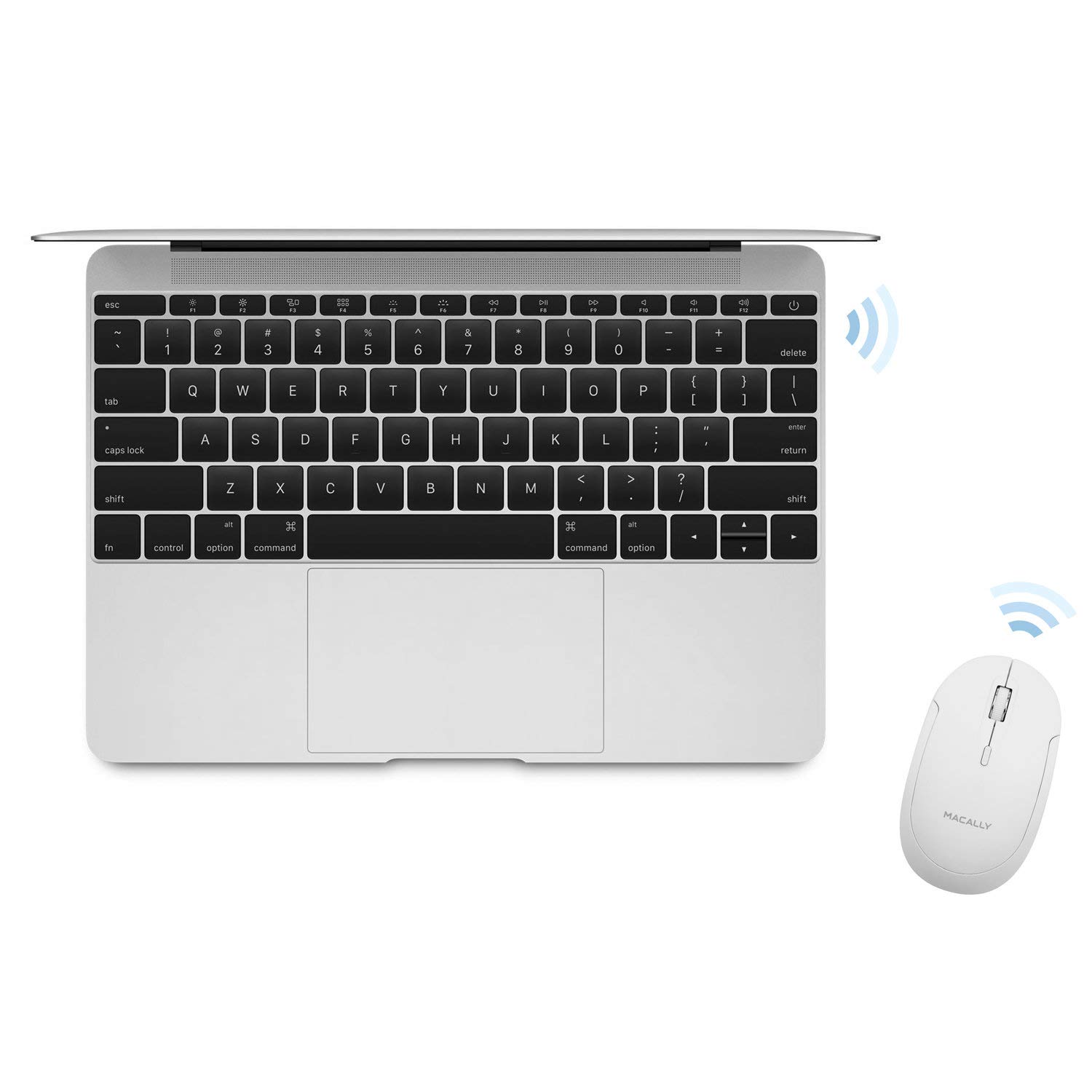 Macally BTDYNAMOUSE-W, ratón óptico de 3 Botones con Bluetooth, Blanco