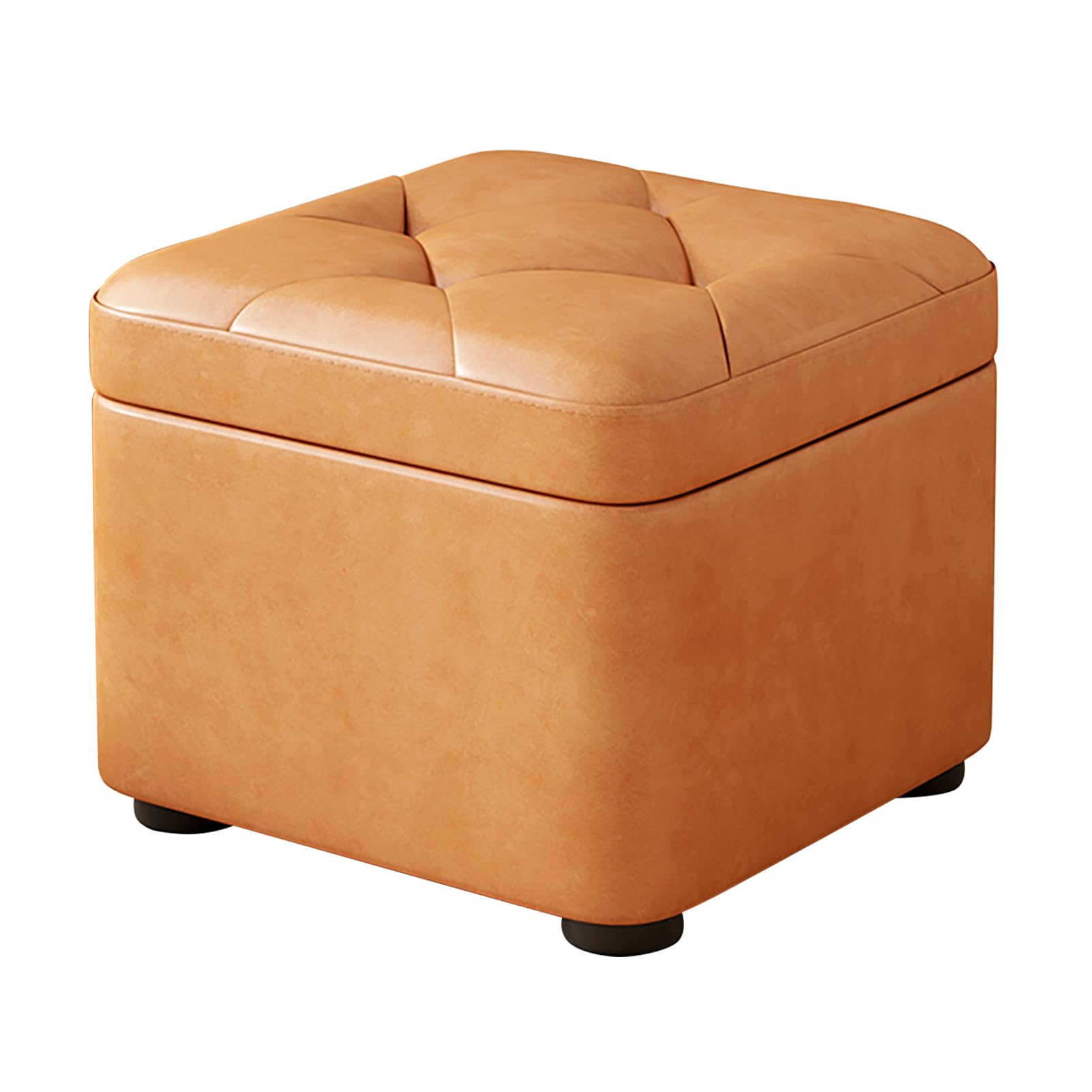 Taburete Tocador con Baul Puff Almacenaje y Sentarse, Otomano Almacenamiento Cuero, Silla Tocador Maquillaje Tapizado de Reposapies Cosmetical Chair Banqueta Asiento Acolchado B 32 x 32 x 23 cm