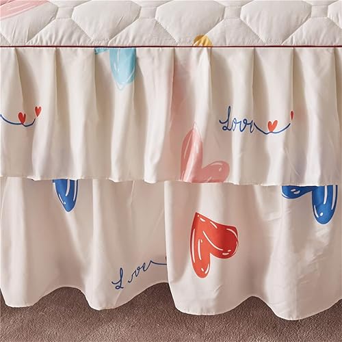 Miniatura 5 de Juego de falda de cama con volantes de 3 piezas, 3 piezas, cobertura lateral de 15.7 pulgadas, suave y cálida (Heartbeat, 78.7 x 86.6 in para cama