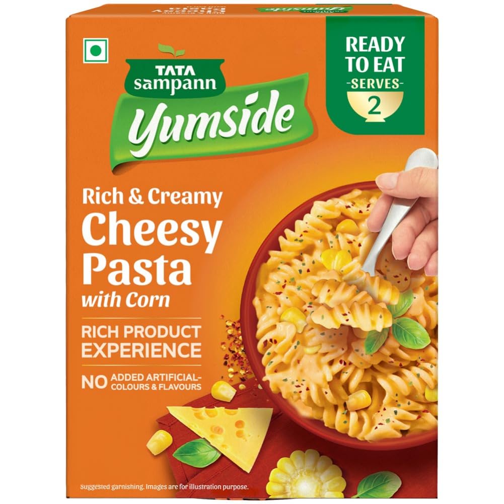Tata Sampann Yumside Cheesy Instant Pasta with Corn, 285g, Ready to Eat Food, Ready in 60 secs, NO Added Artificial Colours & Flavours, Pack of 1