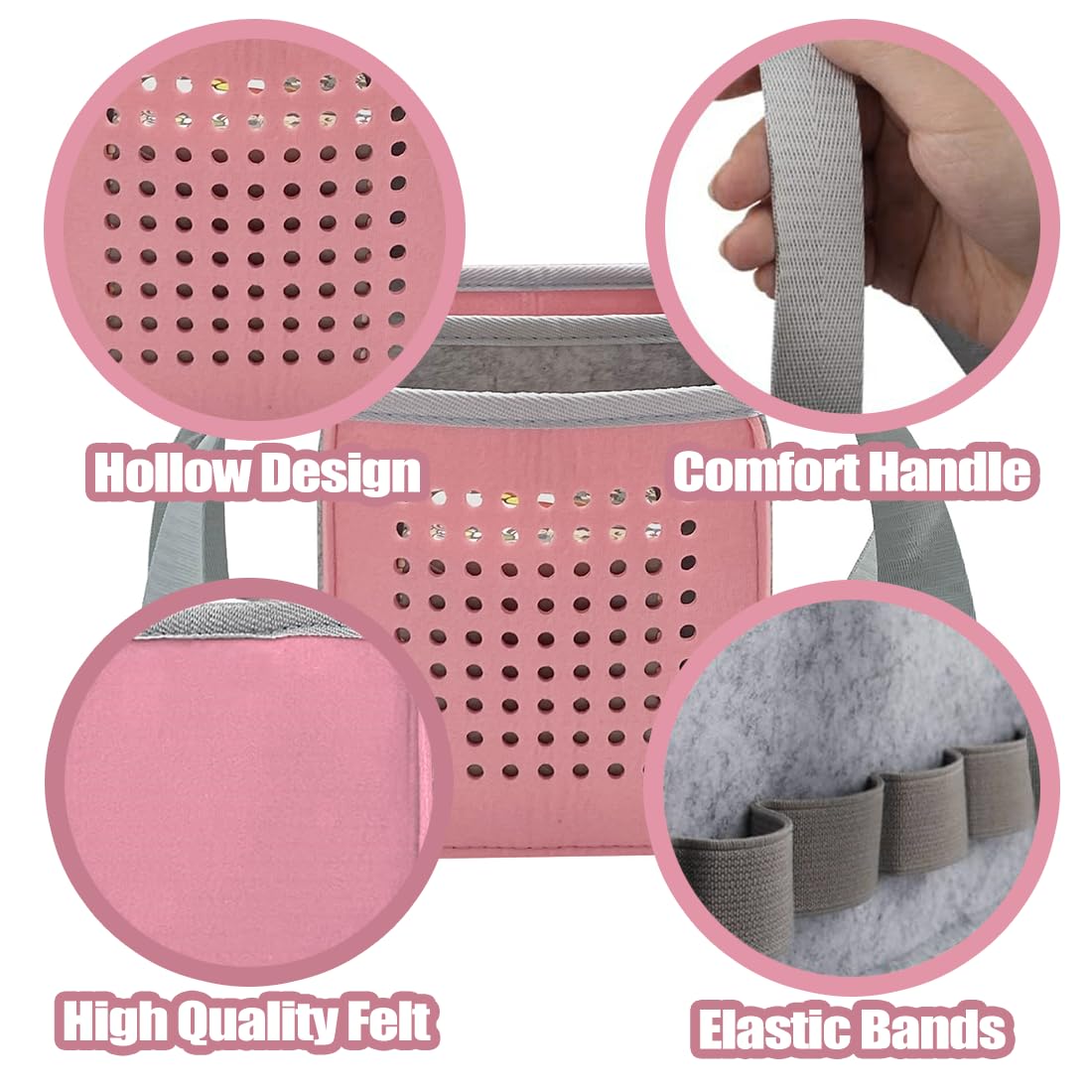 June tech Carrying Bag for Toniebox Starter Set and Accessories Felt Organizer Bag for Tonies Figurine and Toniebox Travel Tonies Carry Case with Handle for Toniebox & Accessories (Pink) - Image 4