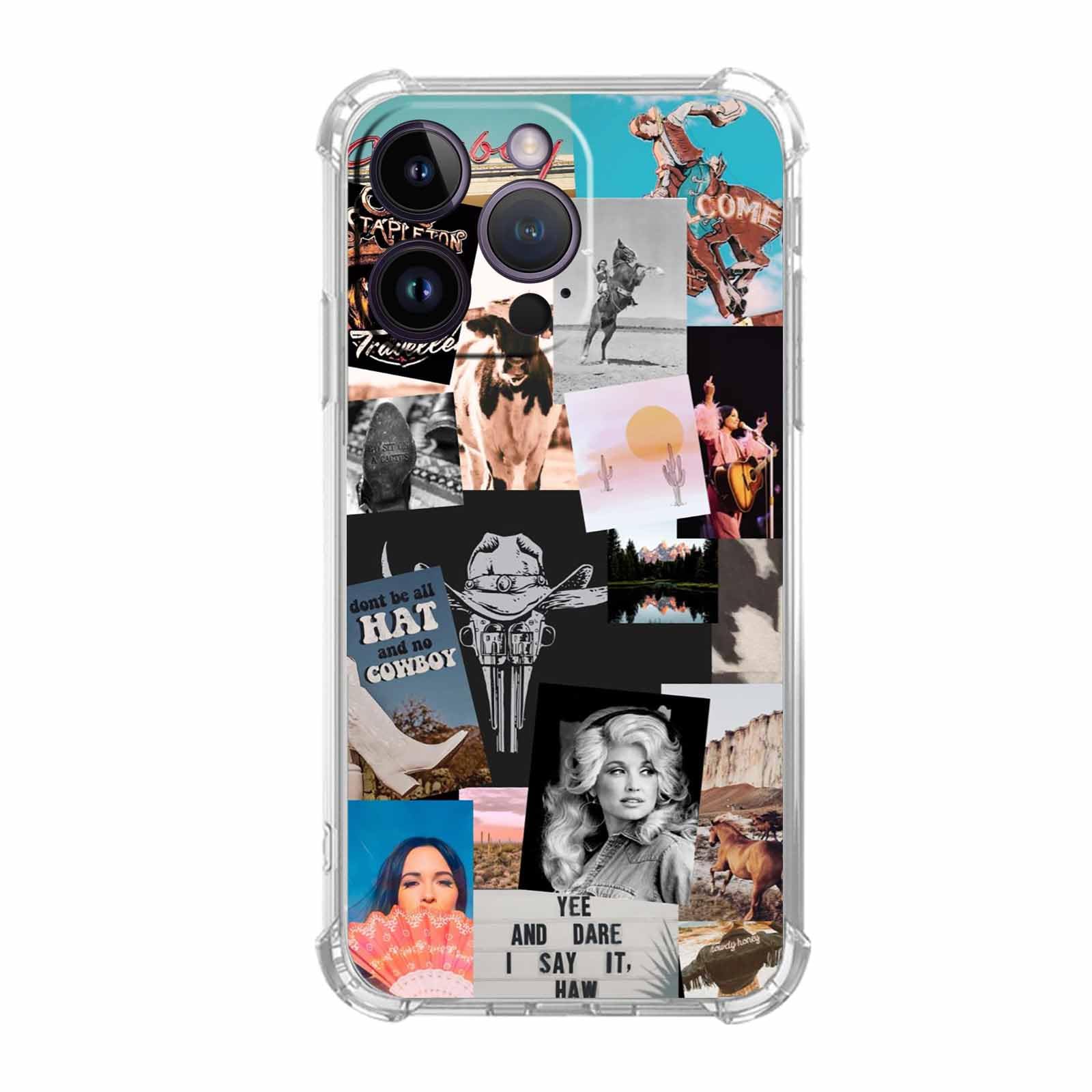 malegaon Cowboy Cowgirl Collage Case for iPhone 14 Pro Max,Western Country Art Pattern,Soft TPU Full Cover Case for iPhone 14 Pro Max