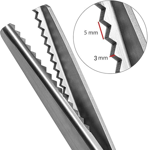 Miniatura 8 de BlueSnail Tijeras de acero inoxidable con agarre cómodo, mango profesional, para manualidades, costura, corte en zigzag, tijeras de coser (9.5