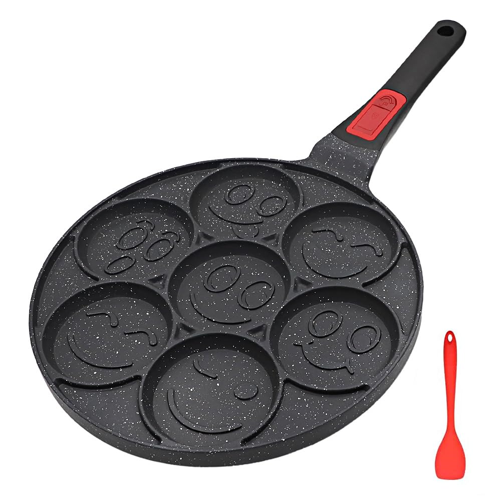 RANXINGST Pancake Pan 7 Holes, Non Stick Mini Crepe Pan with Detachable Handle, Pancake Mold for Kids, Oven Safe, Black-image-44