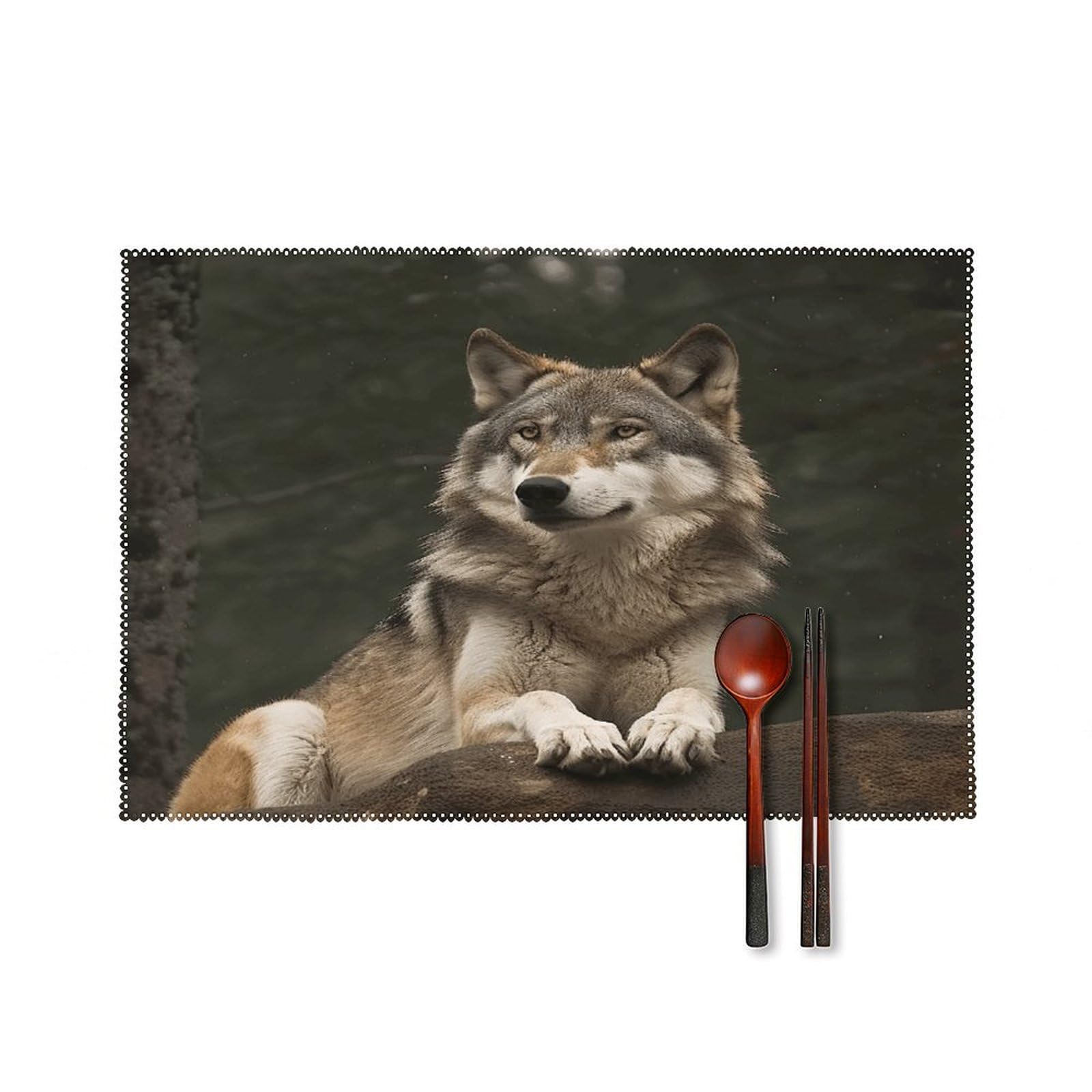 Fekiloot Style Gray Wolf Placemats Set Of 6,Table Mat