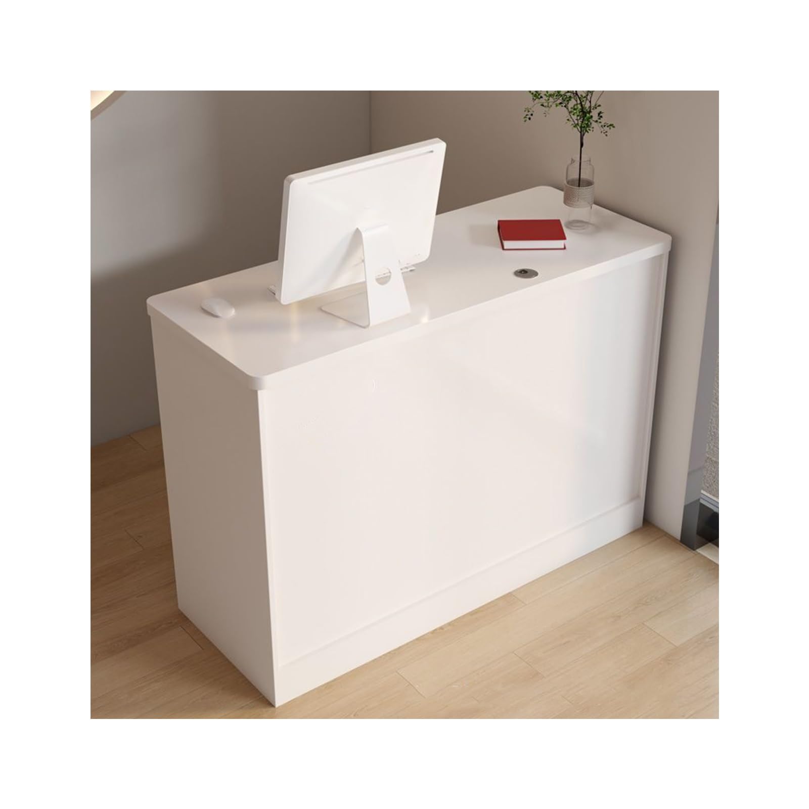 Moderno banco reception – Postazione di lavoro per negozi e ufficio 100 cm bianco banco cassa con cassetti per salone di bellezza hall & negozio